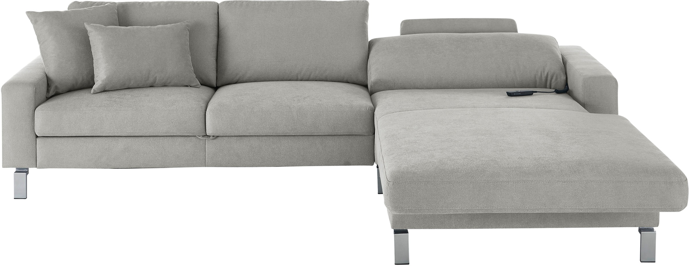 3C Candy Ecksofa »Lecce, wahlweise PUR-Schaumstoff oder Tonnentaschenfederkern«, Bett im 2,5-Sitzer, teilmotorische Schlaffunktion im Longchair, L-Form