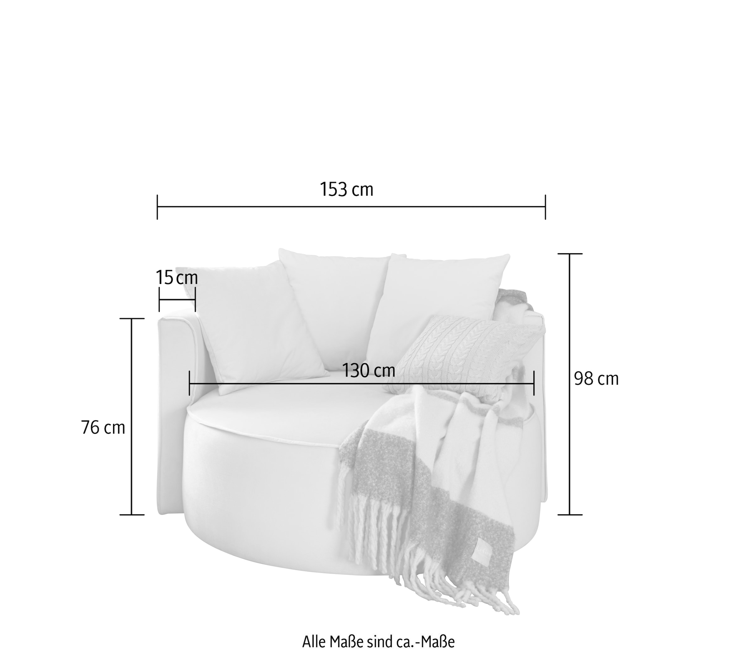 LeGer Home by Lena Gercke XXL-Sessel »ISALIE, Sessel in modernen Farben, Lesesessel, Loveseat, Big-Sessel«, trendige Stoffe, mit 3 Zierkissen, große Sitzfläche, Hocker optional