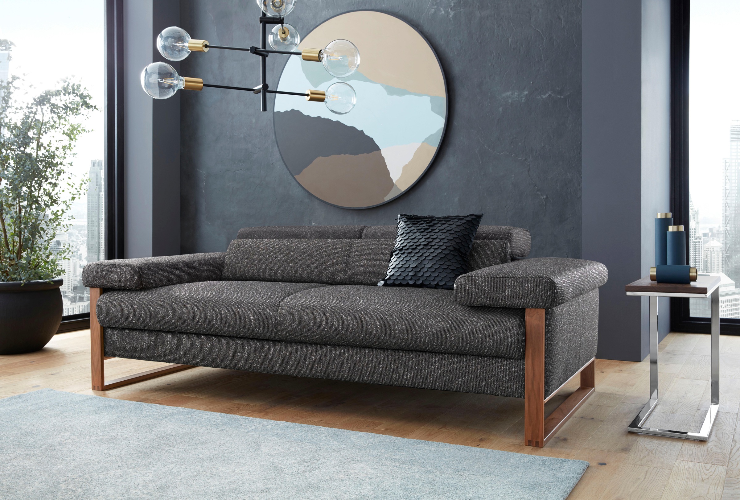 W.SCHILLIG 2-Sitzer »finn«, German Design Award 2016, Fußgestell Nussbaum natur, Breite 210 cm