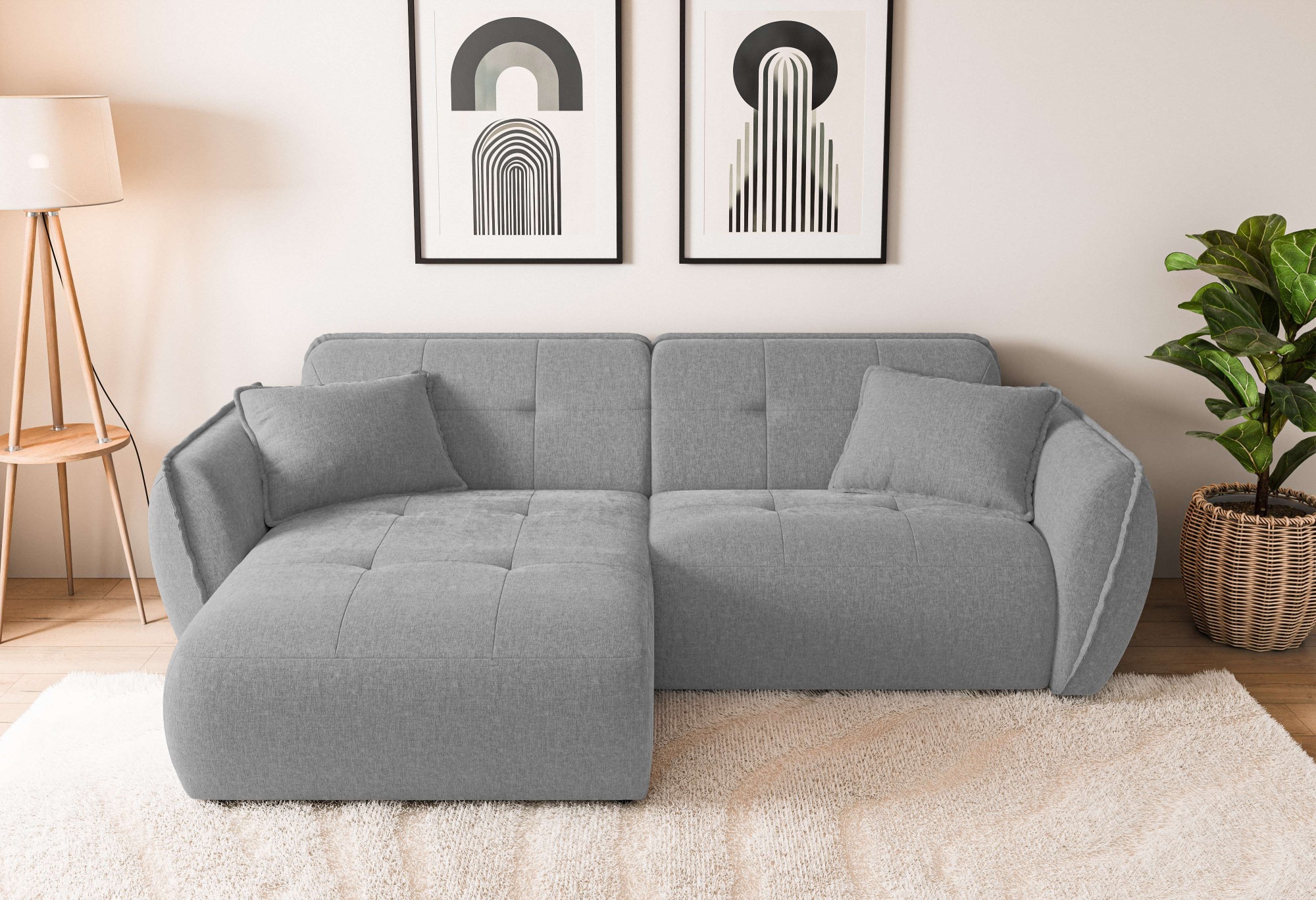 Home affaire Ecksofa »MIRELDA L-Form mit Steppungen, Recamiere rechts/links günstig online kaufen