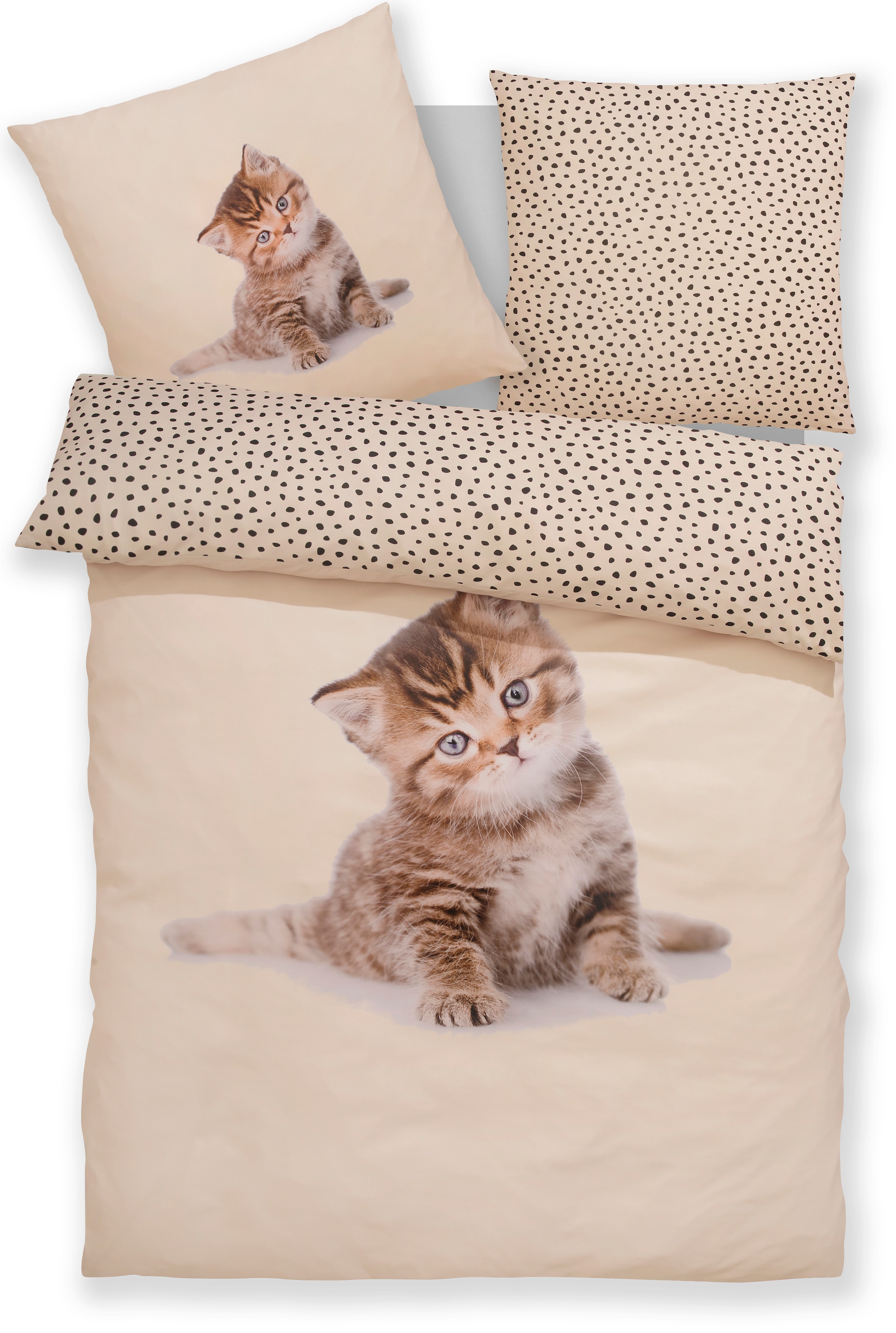 OTTO home Bettwäsche »Lyki«, ab Größe 135x200 cm, 100% Polyester, Katze, Pferd, Löwe, Pinguin