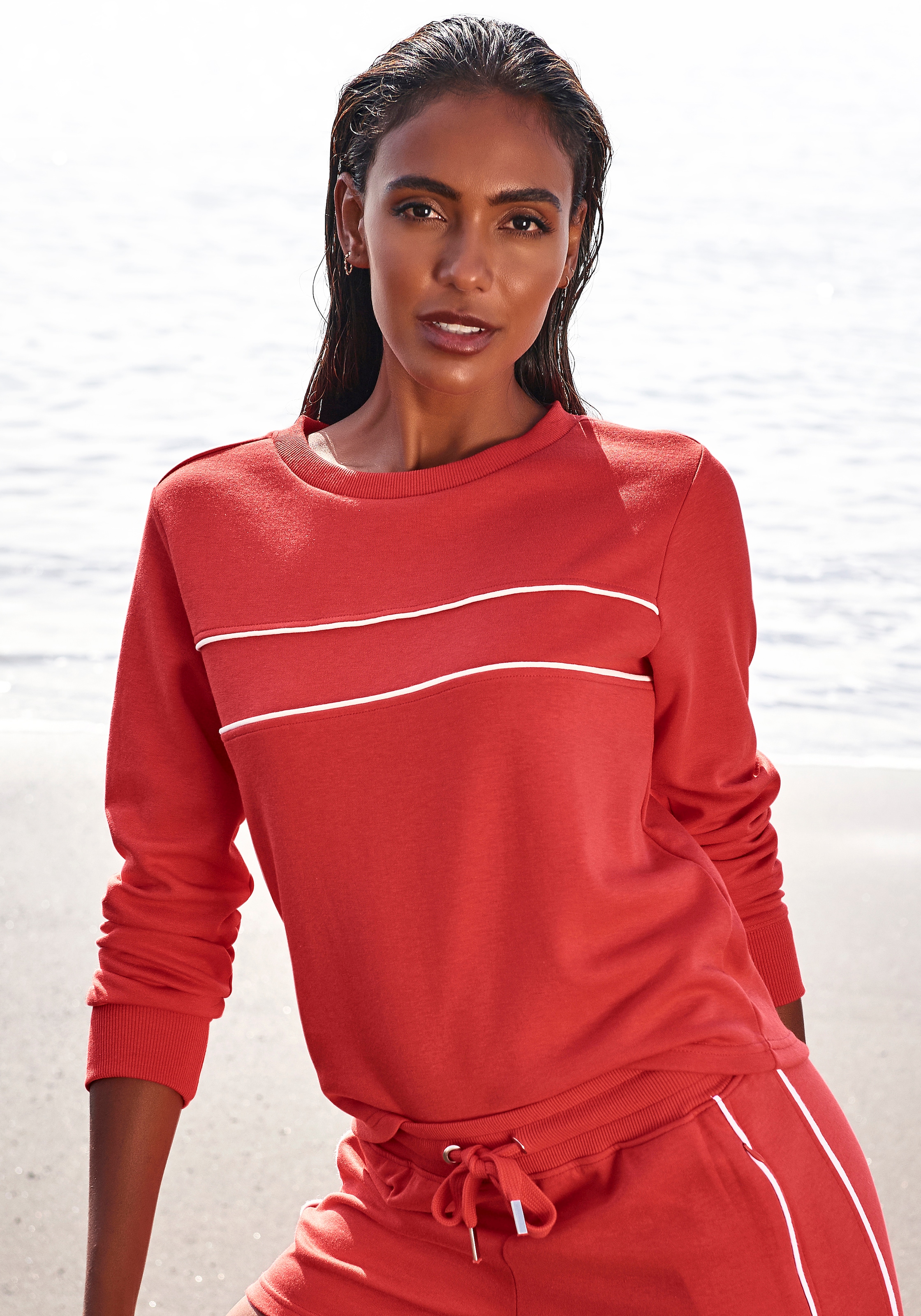 H.I.S Sweatshirt, mit Piping auf der Brust, Loungeanzug im Online-Shop  kaufen