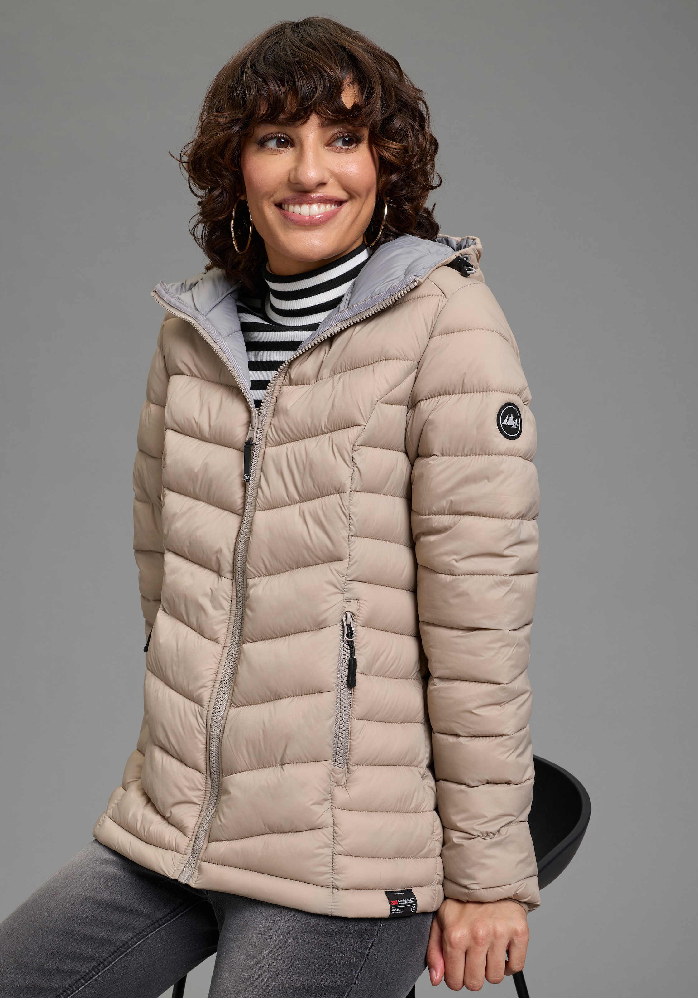 Polarino Steppjacke mit Kapuze Übergangsjacke für kühle Tage,  aus leichtem Webmaterial