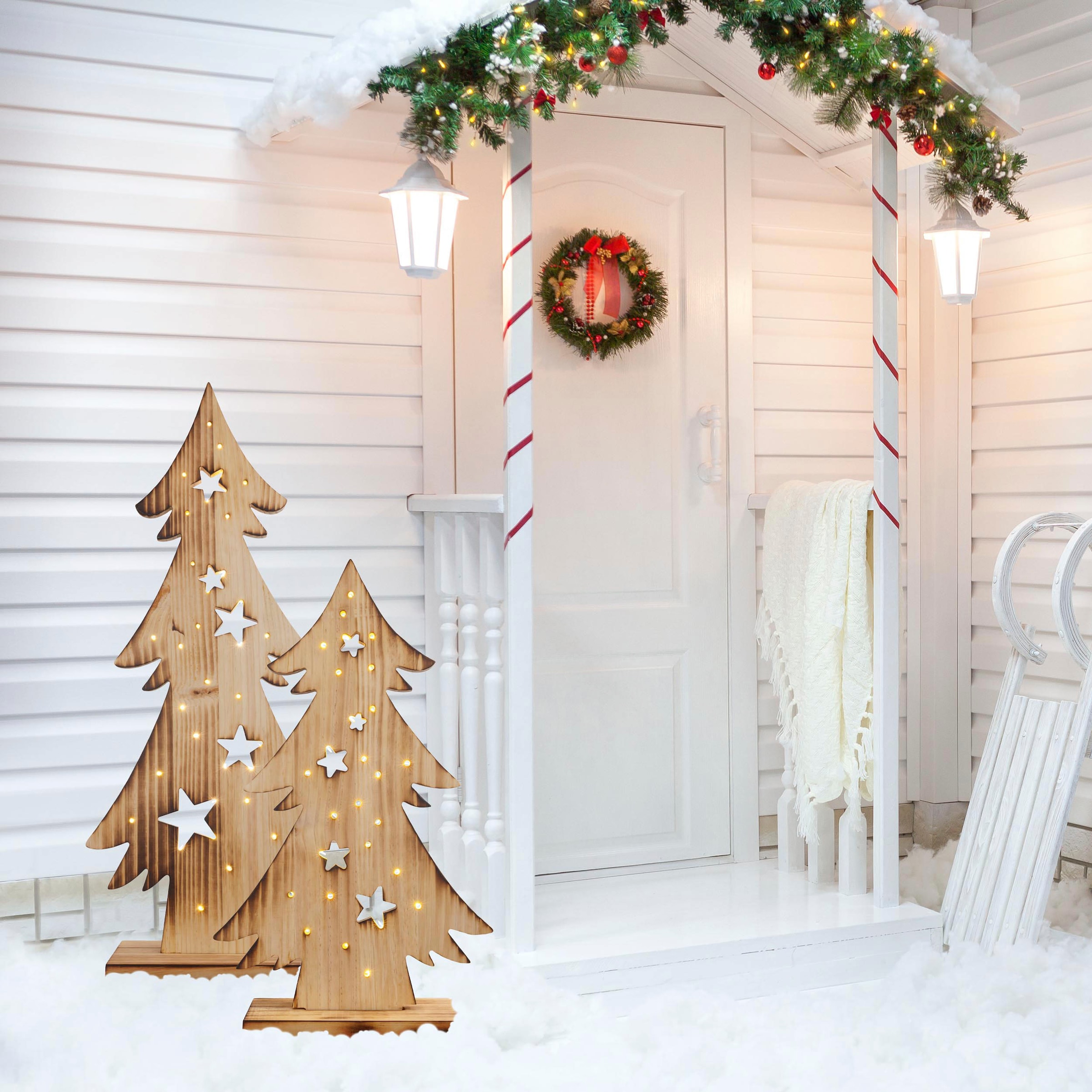 kaufen Baum näve aus LED Höhe ca. online Batteriebetrieben Weihnachtsdeko Holz-Stehleuchte, cm, »Tannenbaum, Holz«, 47,5