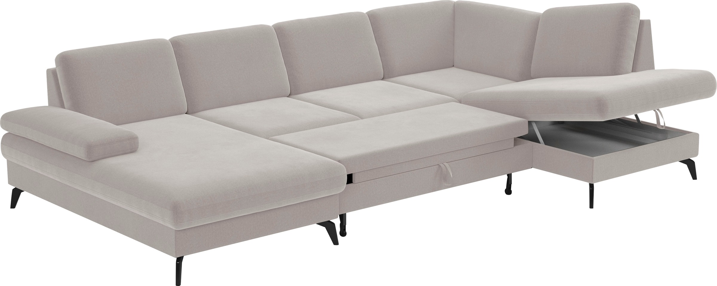 sit&more Wohnlandschaft »Morris U-Form, inkl. Sitztiefenverstellung«, wahlweise mit Armteilverstellung, Bettfunktion & Bettkasten