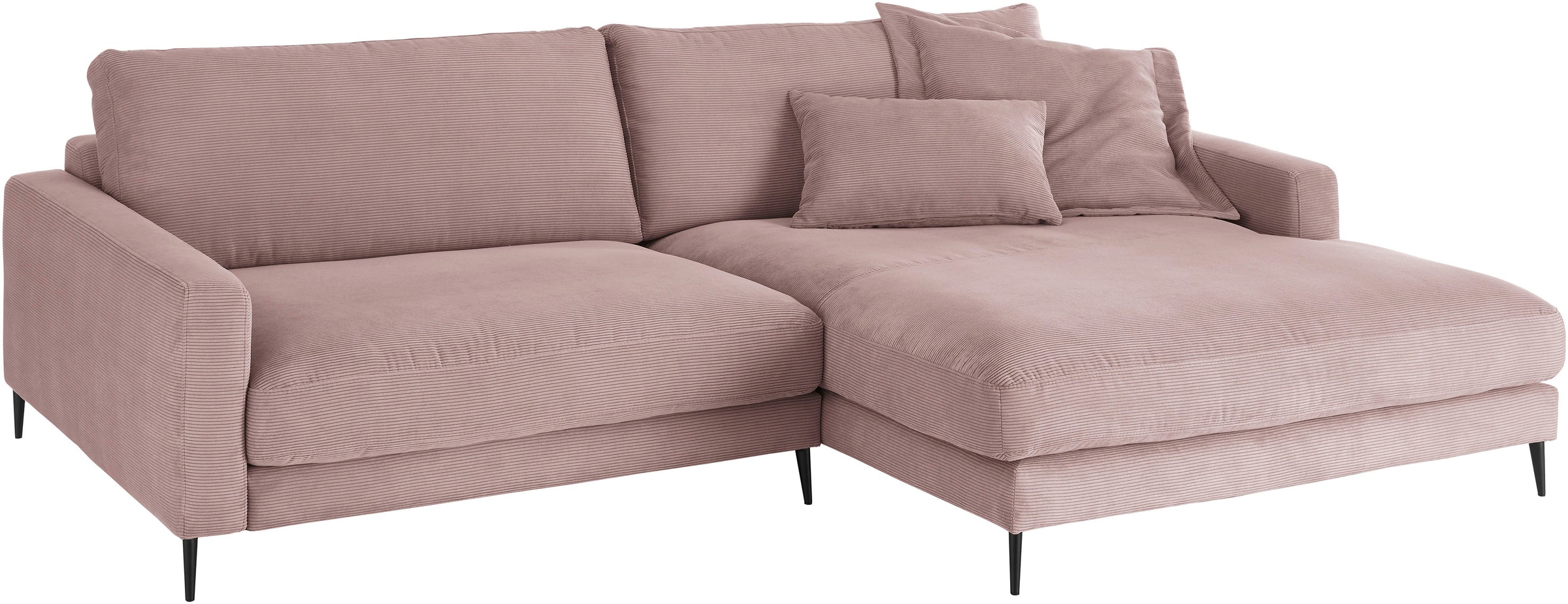 INOSIGN Ecksofa »Downtown, B/T/H: 272/190/84 cm L-Form« weicher Sitzkomfort auch in Cord und Bouclé, incl. Zierkissen