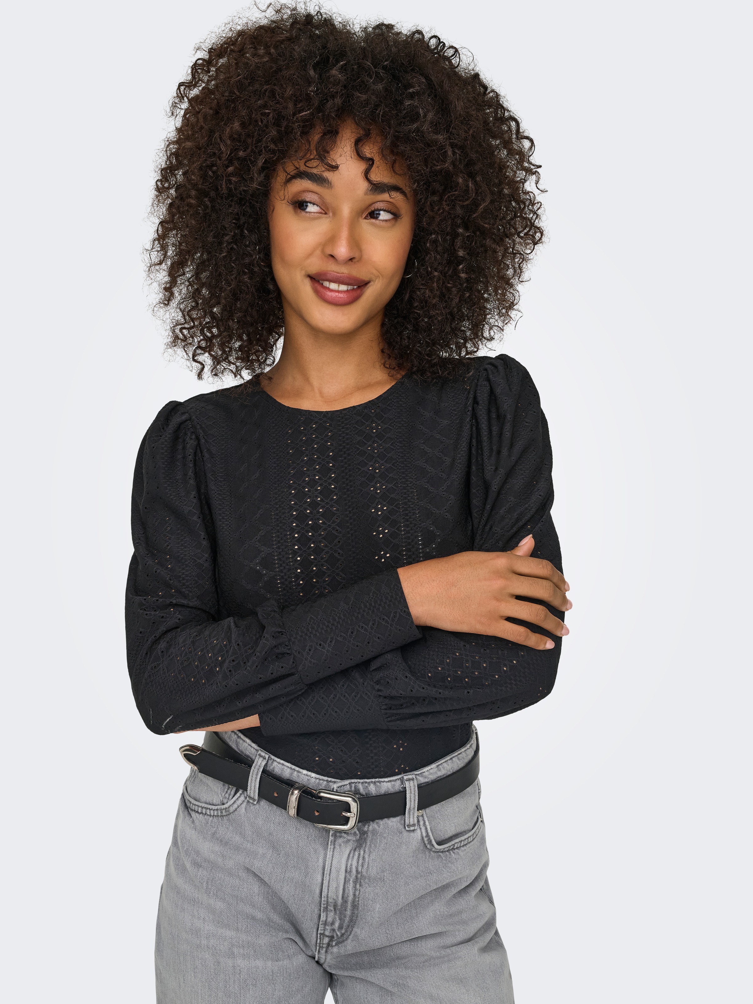 ONLY Blusenshirt »ONLSANDRA L/S PUFF TOP JRS NOOS«