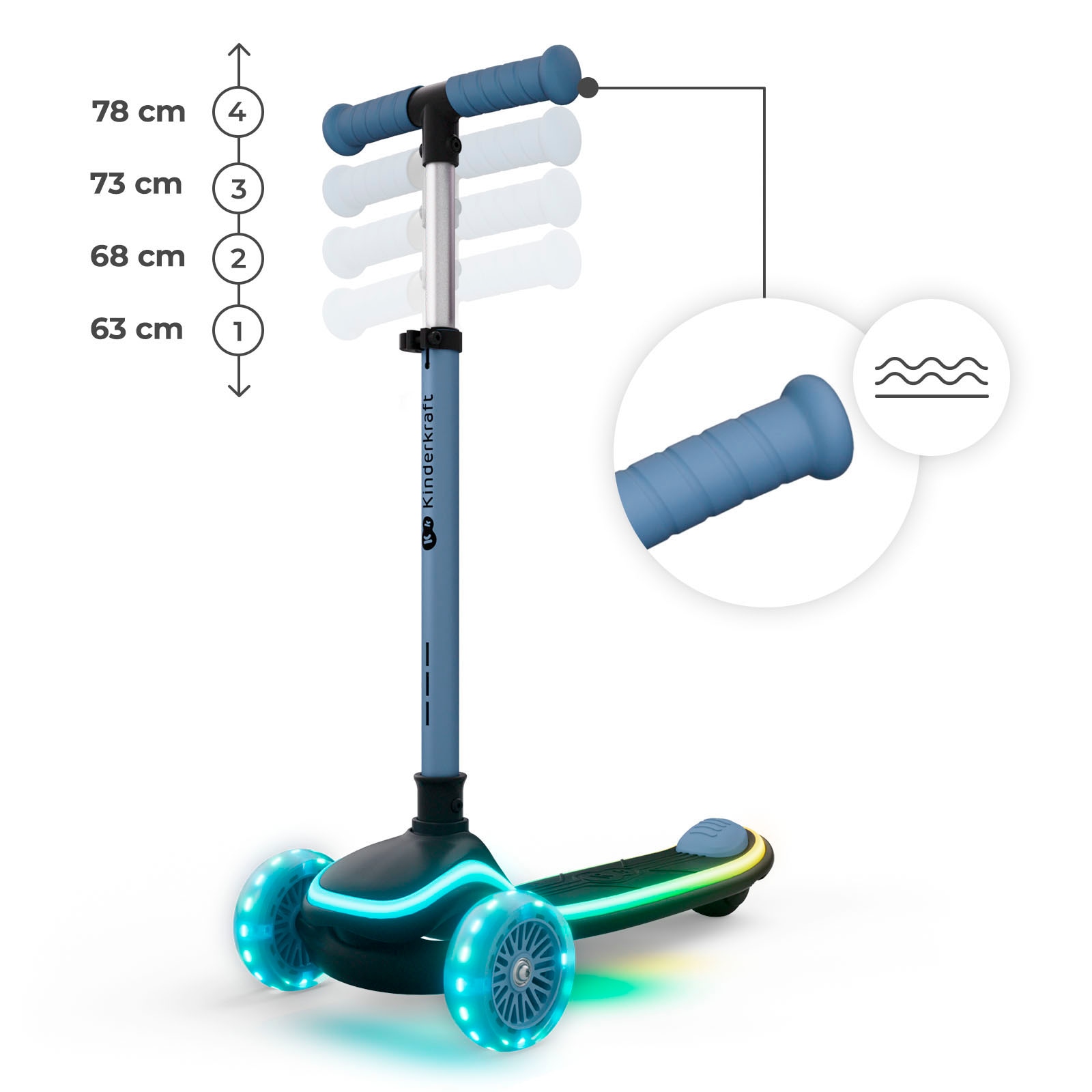 Kinderkraft Tretroller »RAKET UP« mit LED-Leuchten im Trittbrett und beleuchtete RGB-Räder