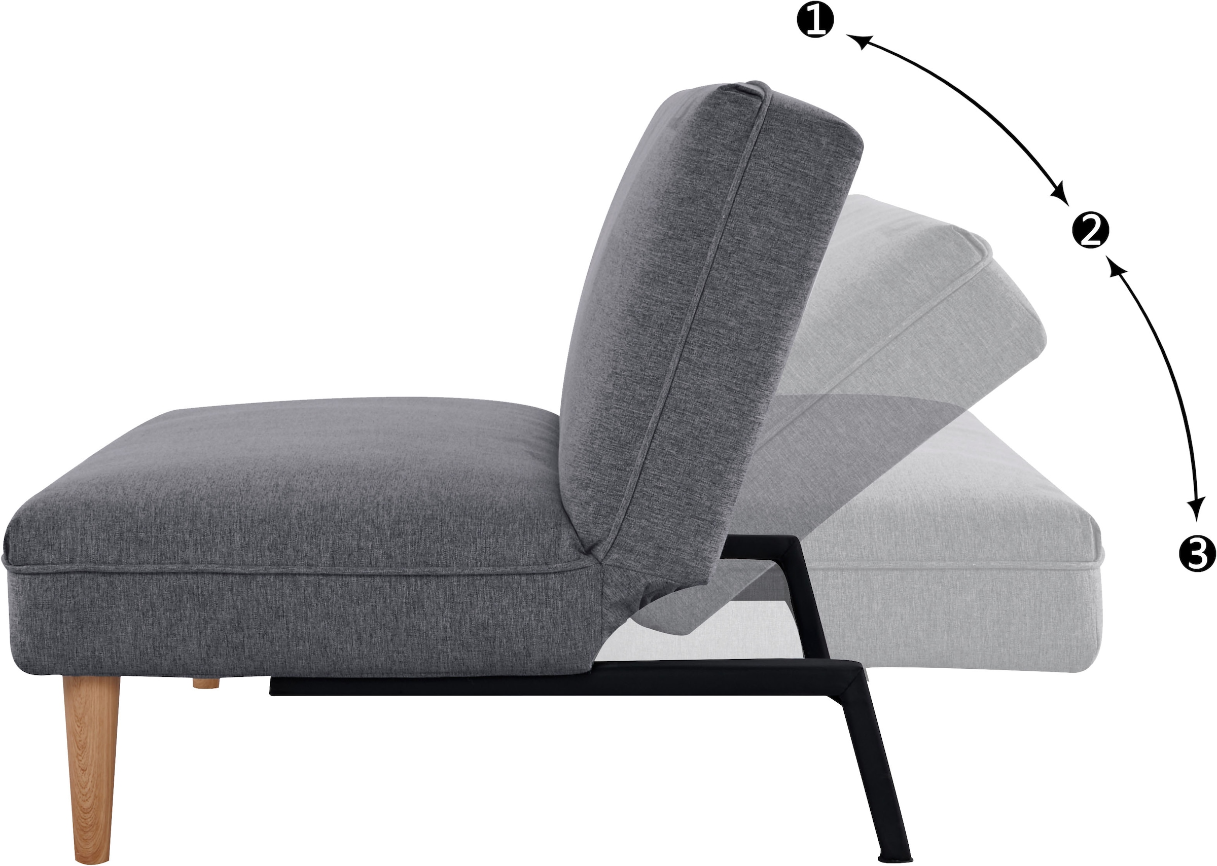 INOSIGN Schlafsofa »MONIDA, Schlafsofa, Klappsofa, 3-Sitzer mit Bettfunktion und«, verstellbarer Rückenlehne