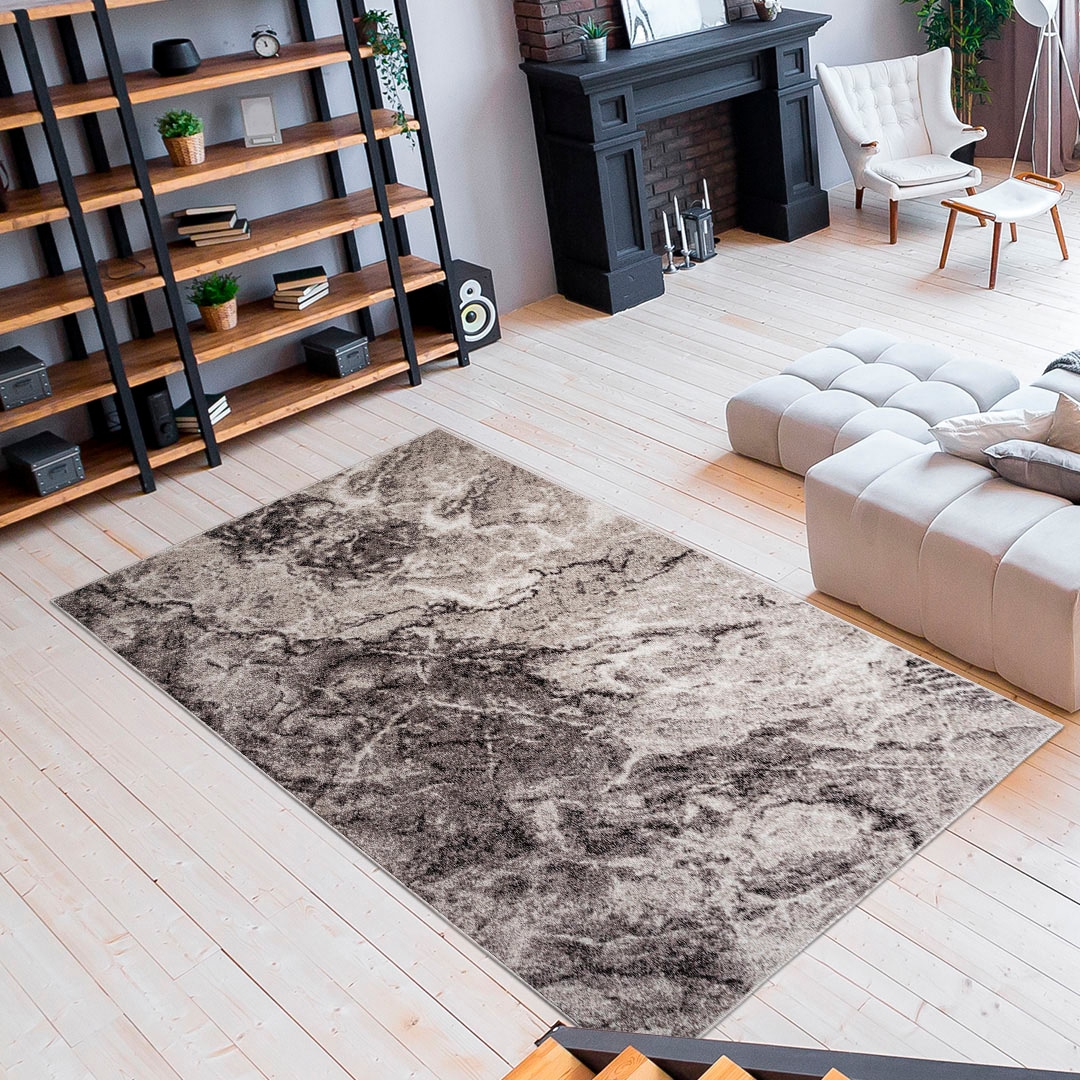 my home Teppich »Saniel«, rechteckig, 9 mm Höhe, mit besonders weichem Flor, Kurzflor, Marmor-Optik, Wohnzimmer