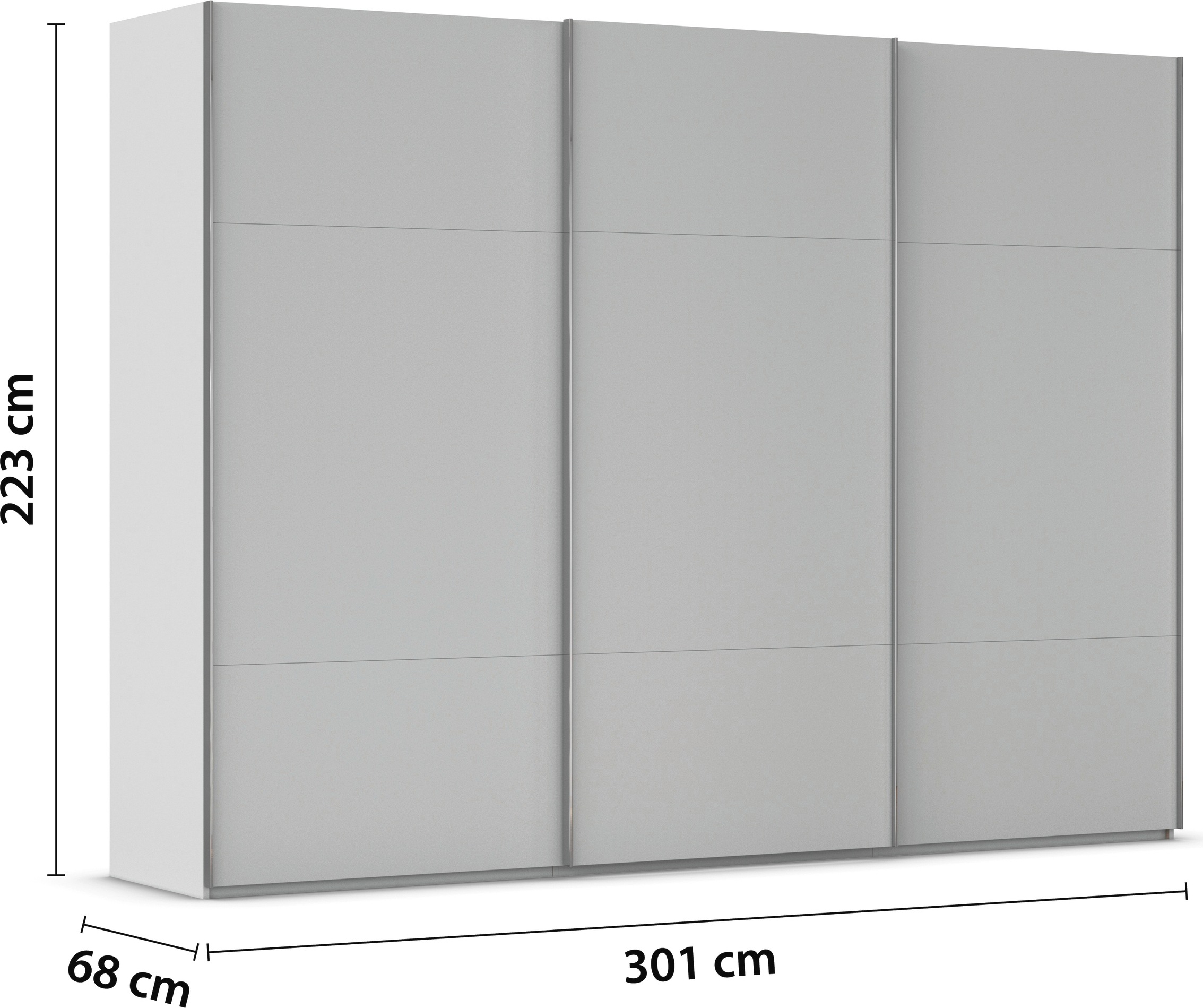 rauch Schwebetürenschrank »Kleiderschrank Schrank Garderobe Schlafzimmerschrank CONTIDO«, (in 3 verschiedenen Ausstattungen BASIC/CLASSIC/PREMIUM), aus hochwertigem Material in 6 Breiten 2 Griff-Farben MADE IN GERMANY