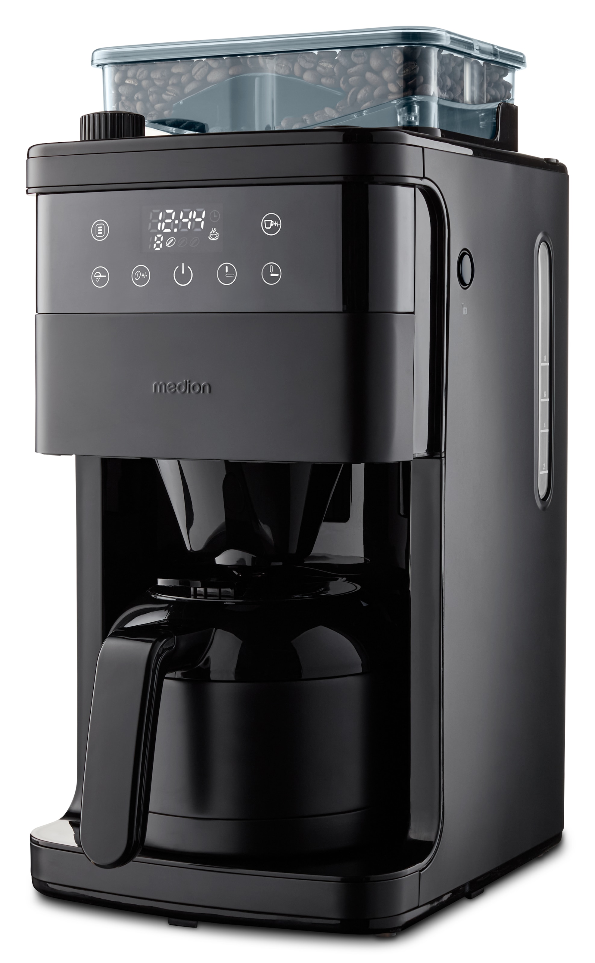 Medion® Kaffeemaschine mit Mahlwerk »MD 19911, 8 Mahlstufen, 1 L Wassertank, Thermoskanne, Timerfunktion«, Permanentfilter, Tropfstopp, automatische Abschaltung
