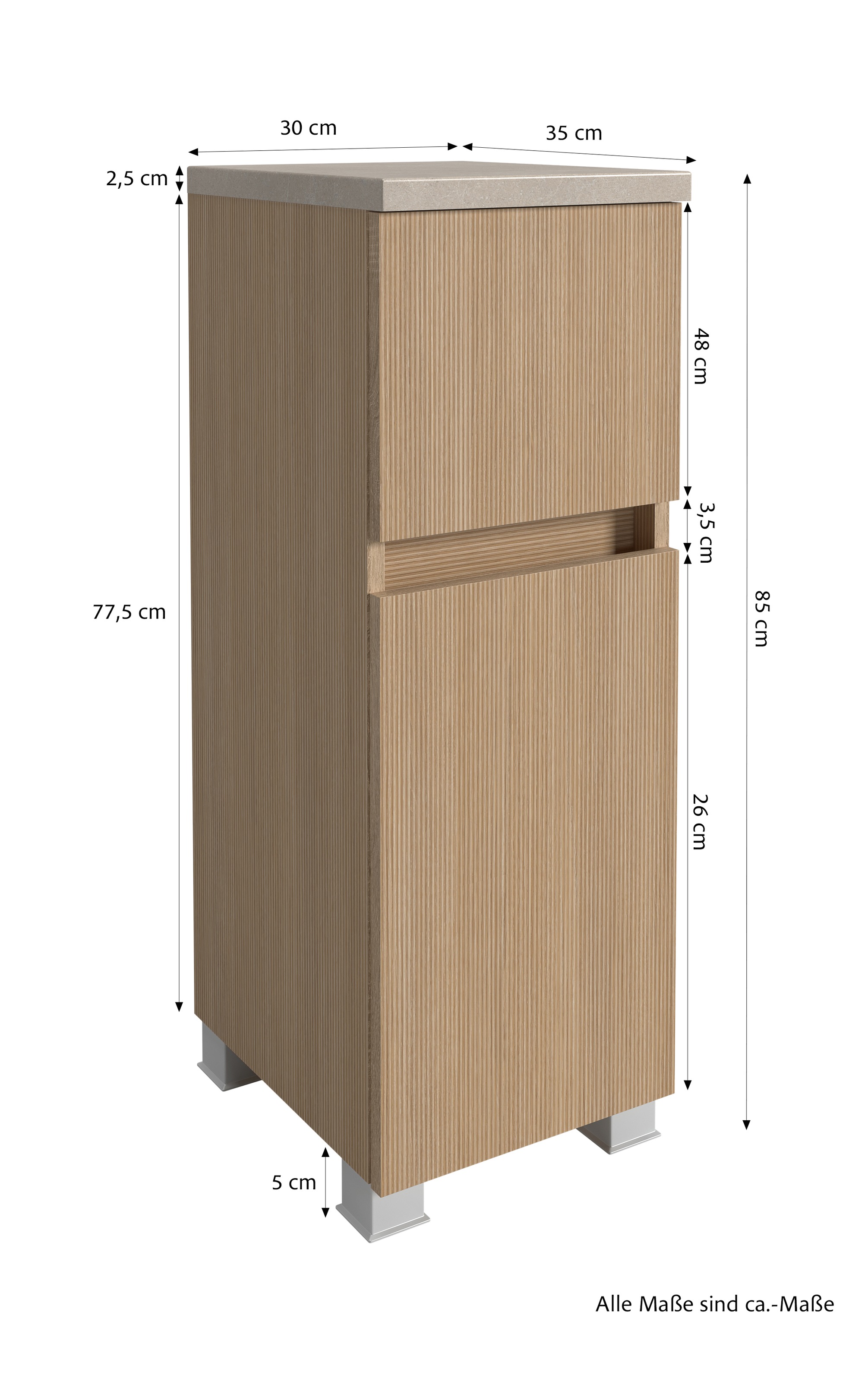 welltime Badmöbel-Set »Set 120 cm breit, Badmöbel mit LED-Beleuchtung«, Held Möbel, 5tlg. Unterbecken-Set, Eixo