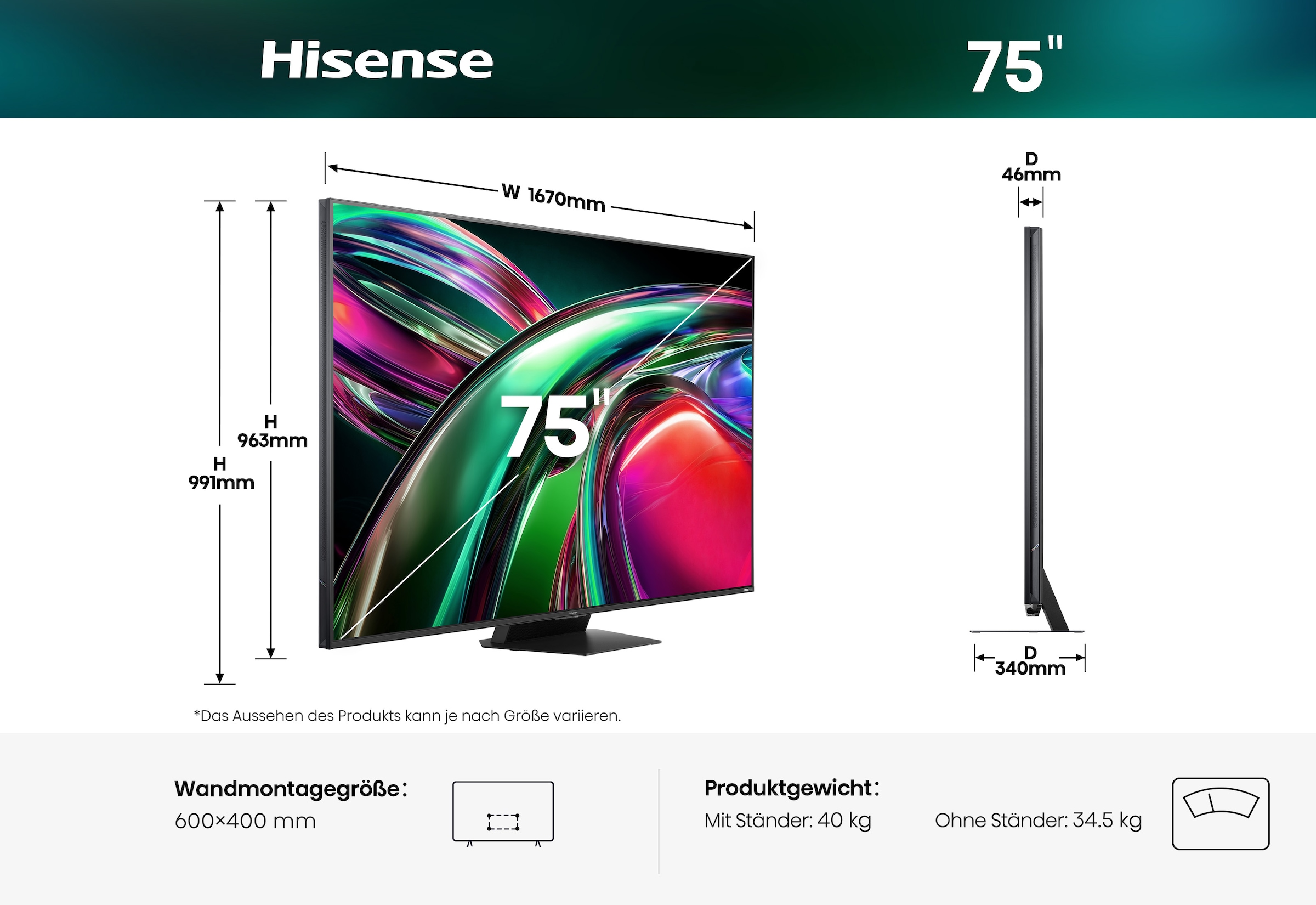 Hisense Mini-LED-Fernseher »75UR9DS« 189 cm/75 ″ Smart-TV