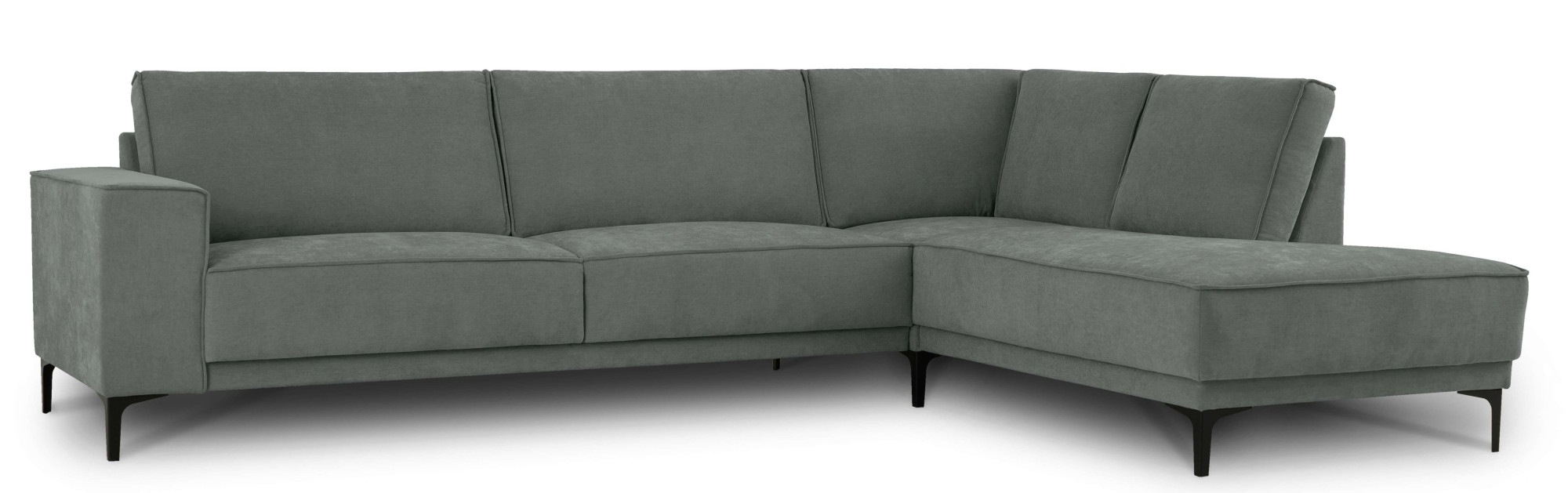Places of Style Ecksofa »Polsterecke Oland, Struktur, Flachgewebe, Luxus-Microfaser, Boucle«, L-Form, 289 cm, Wellenunterfederung, Skandi-Design, Metallfüße