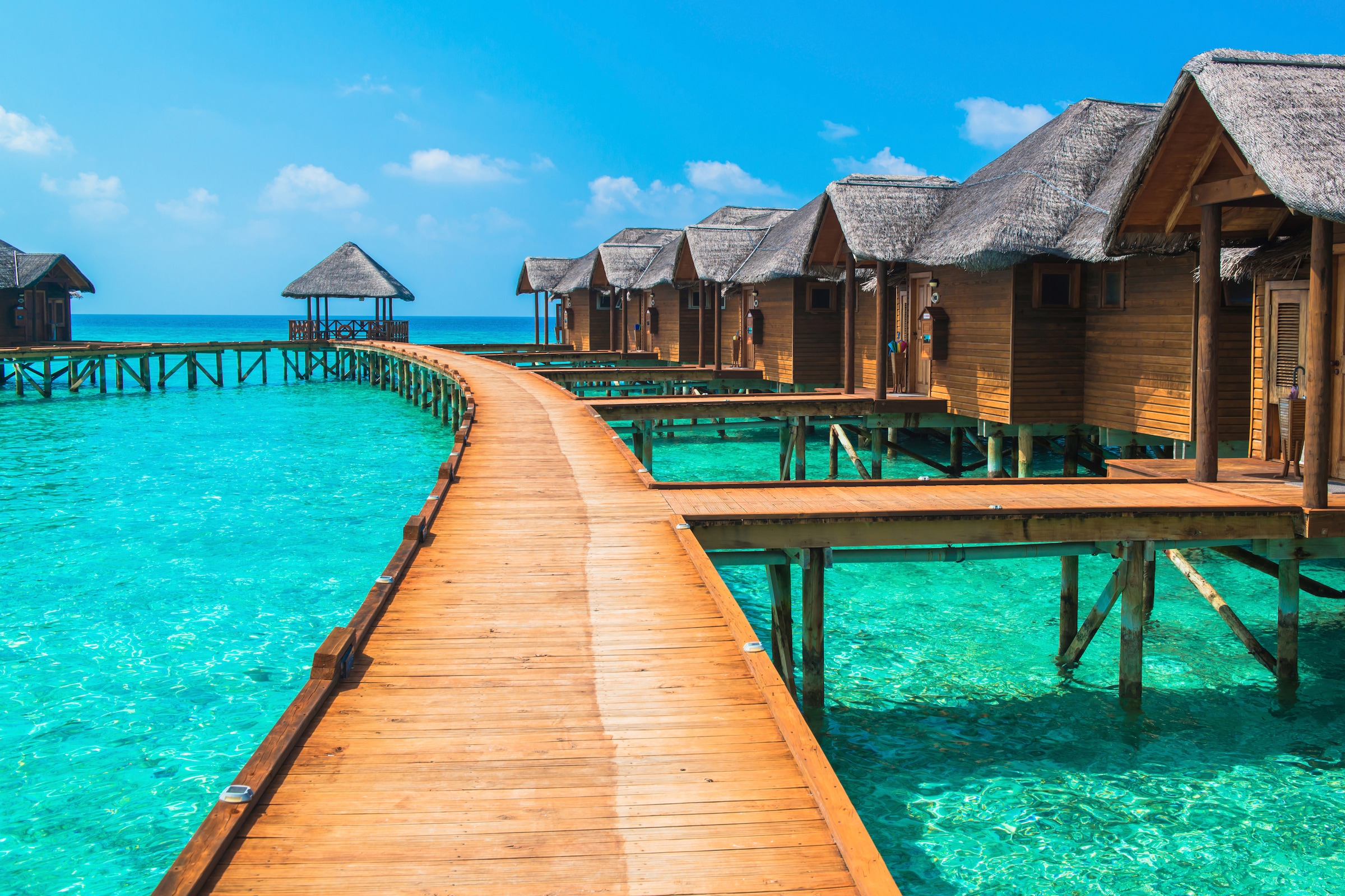 Papermoon Fototapete »Water Bungalows« glatt günstig online kaufen