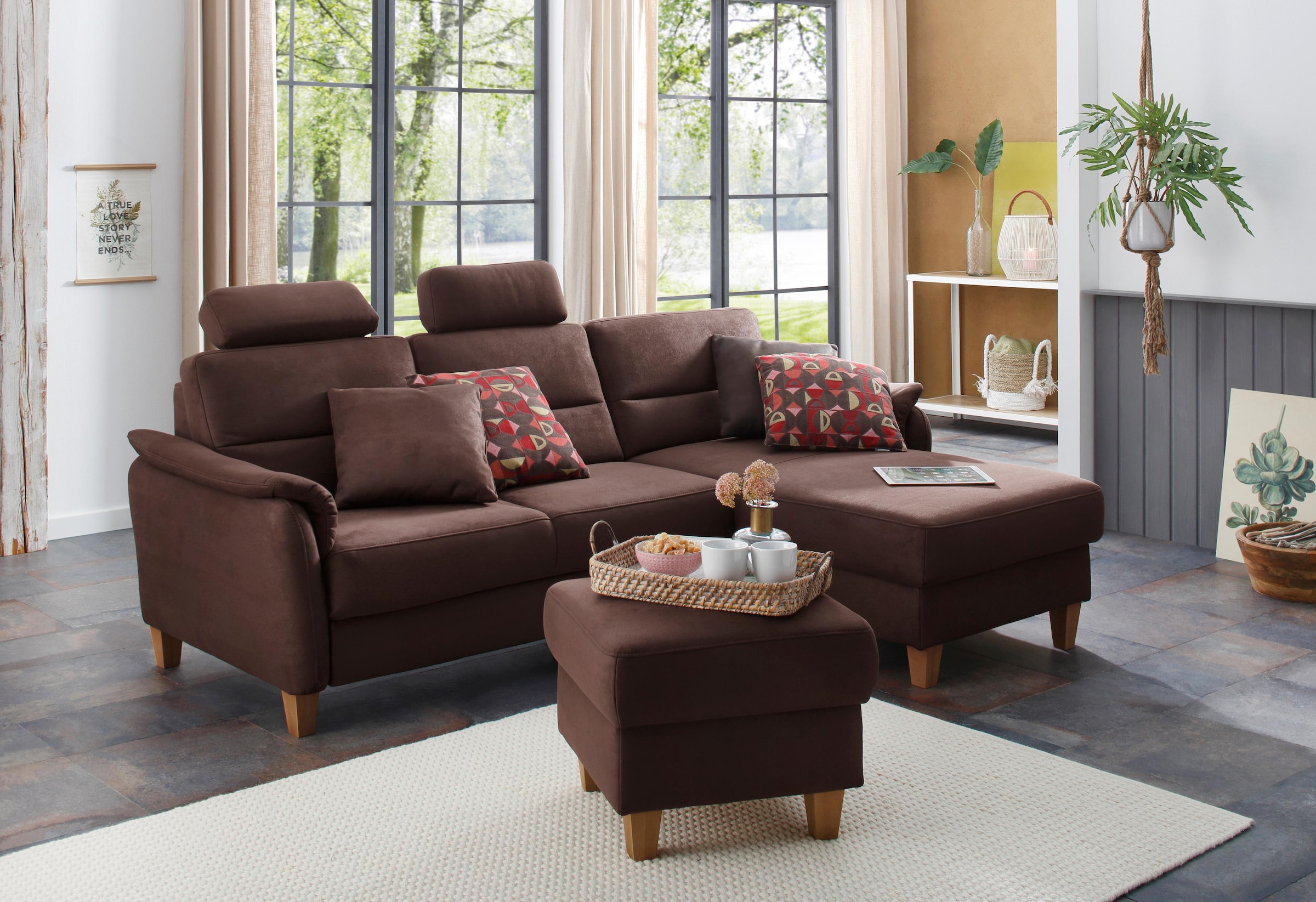 Home affaire Ecksofa »Palmera L-Form, B: 244 cm« optional Bettfunktion & Be günstig online kaufen