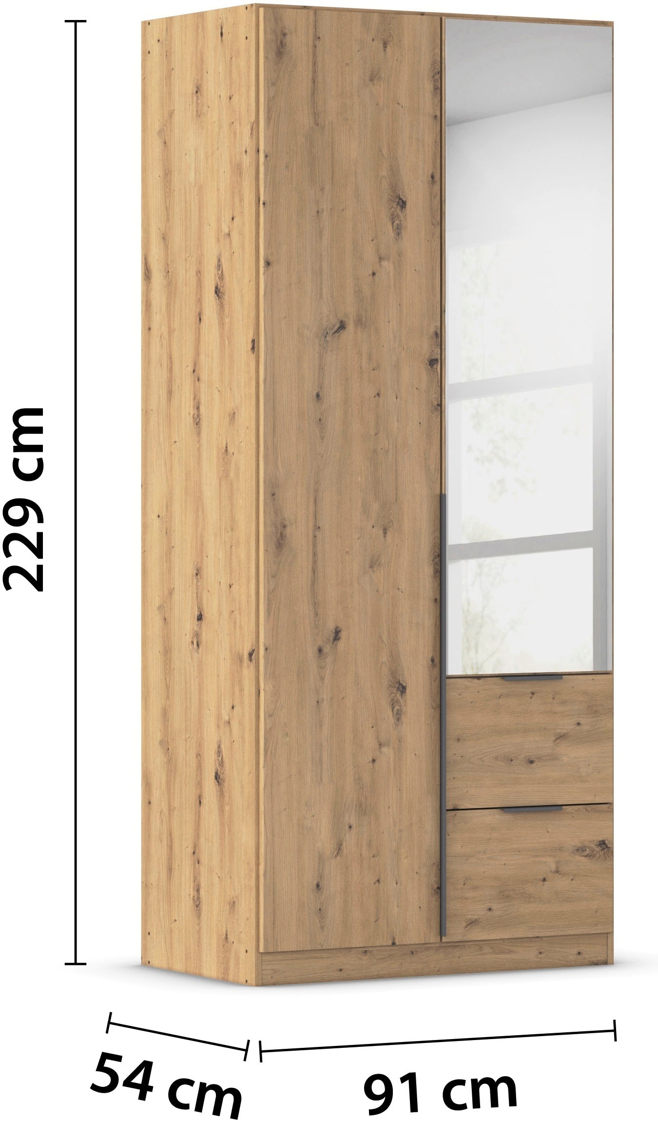 rauch Drehtürenschrank »Kleiderschrank Schrank Garderobe AGORDO mit Dekor- oder Hochglanzfront«, (in zwei Griff-Farben, Breiten 91-360 cm), mit Außenschubkästen, in 7 Breiten und 2 Höhen MADE IN GERMANY