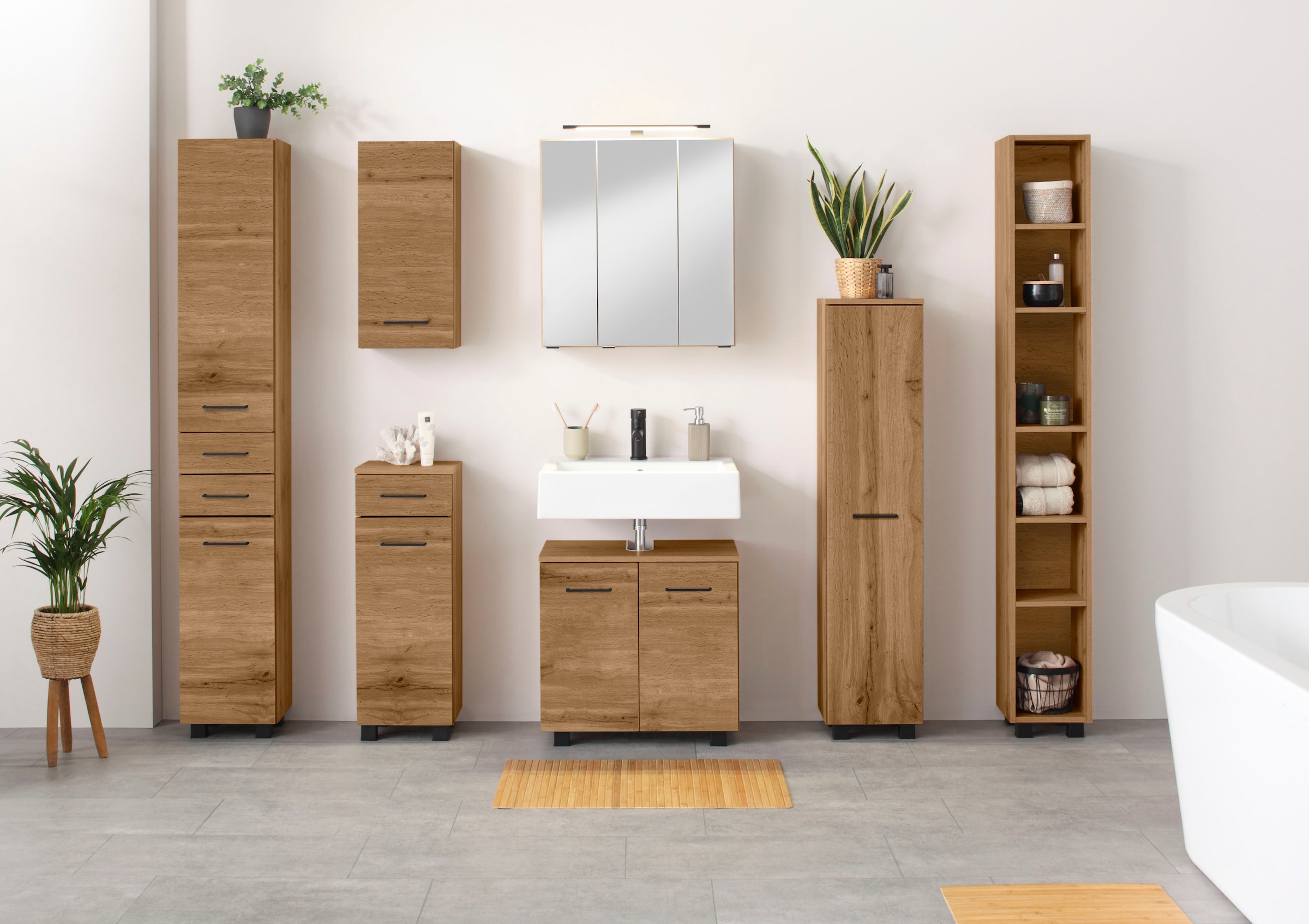 welltime Waschbeckenunterschrank »Trento, verschiedene Ausführungen und Farben«, Badmöbel, Breite 60cm, Badezimmerschrank Beckenunterschrank WBU