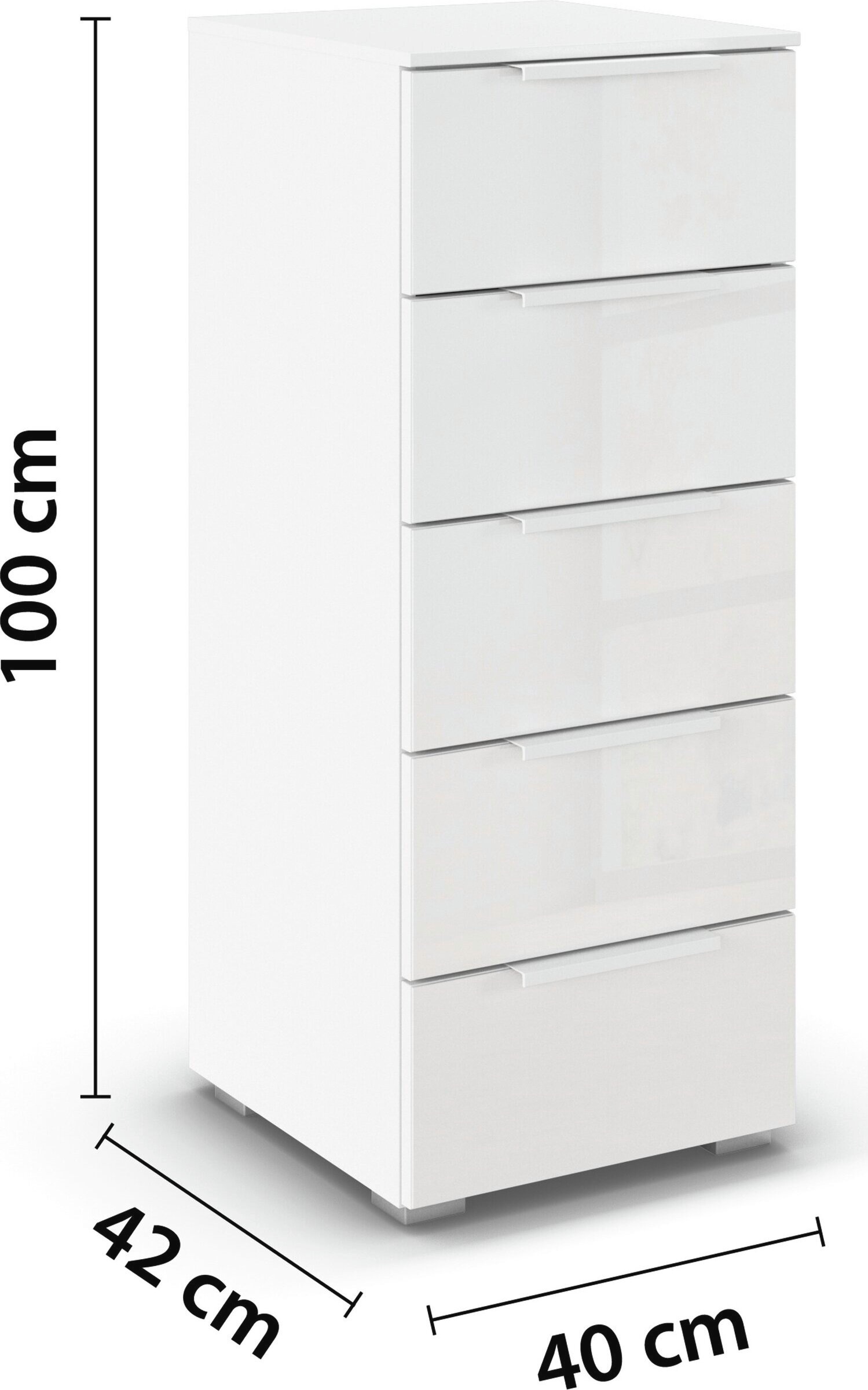 rauch Schubkastenkommode »Highboard Sideboard Kommode MONTCLAR Frontauswahl Dekor/Hochglanz/Glas« in 2 Breiten: 40 oder 80 cm / Höhe 100 cm, inkl. Soft-Close-Funktion,  mit 5 geräumigen Schubladen, viele Griffvarianten MADE IN GERMANY