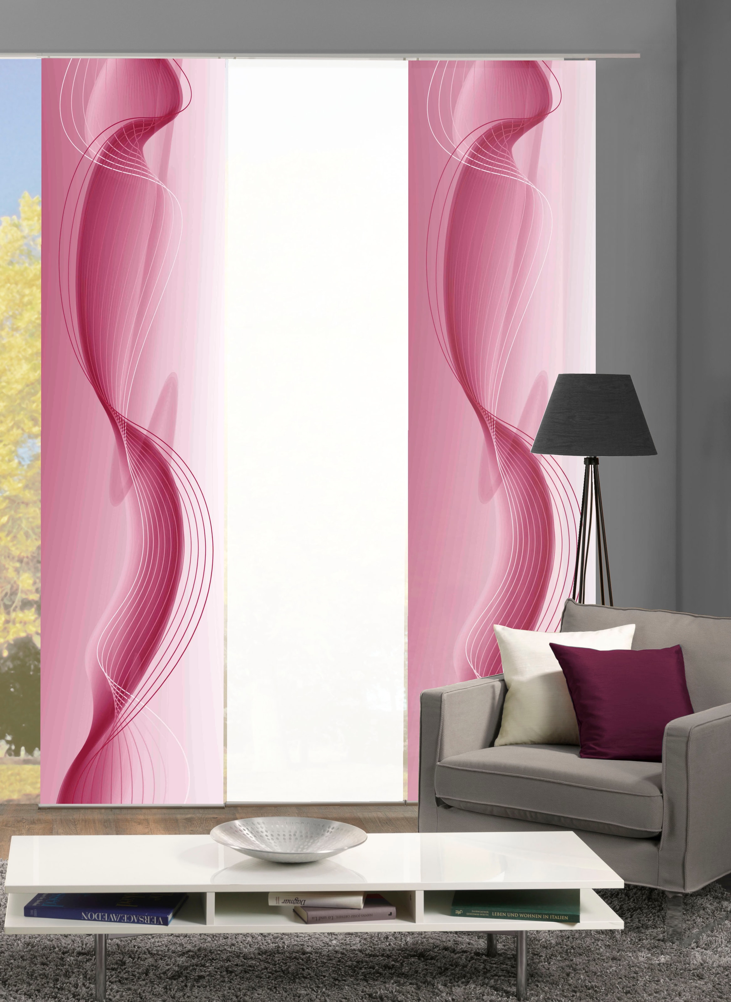 HOME WOHNIDEEN Schiebegardine »FILIZ 3er SET« Paneelwagen 3 Stk. tlg. Schie günstig online kaufen