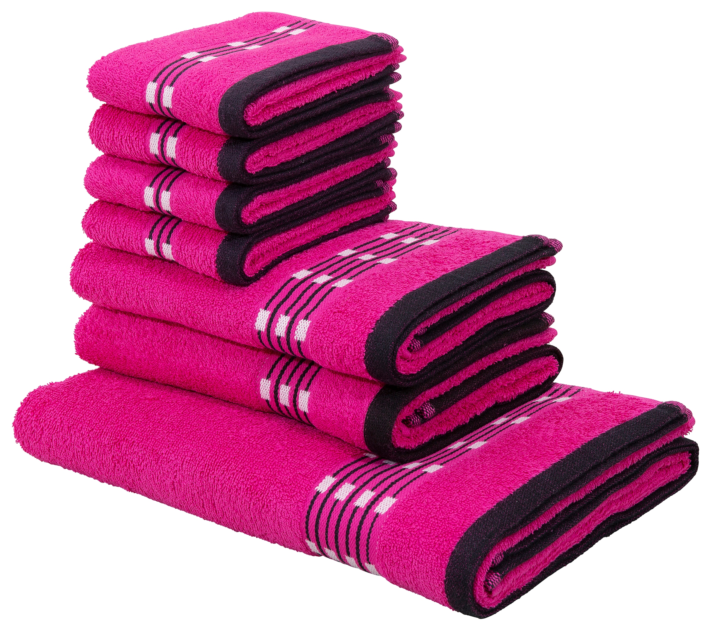 my home Handtuch Set »Jonnie«, Set, 7 tlg., Walkfrottee, Handtücher aus  100% Baumwolle, Handtuchset mit gemusterter Bordüre online bestellen