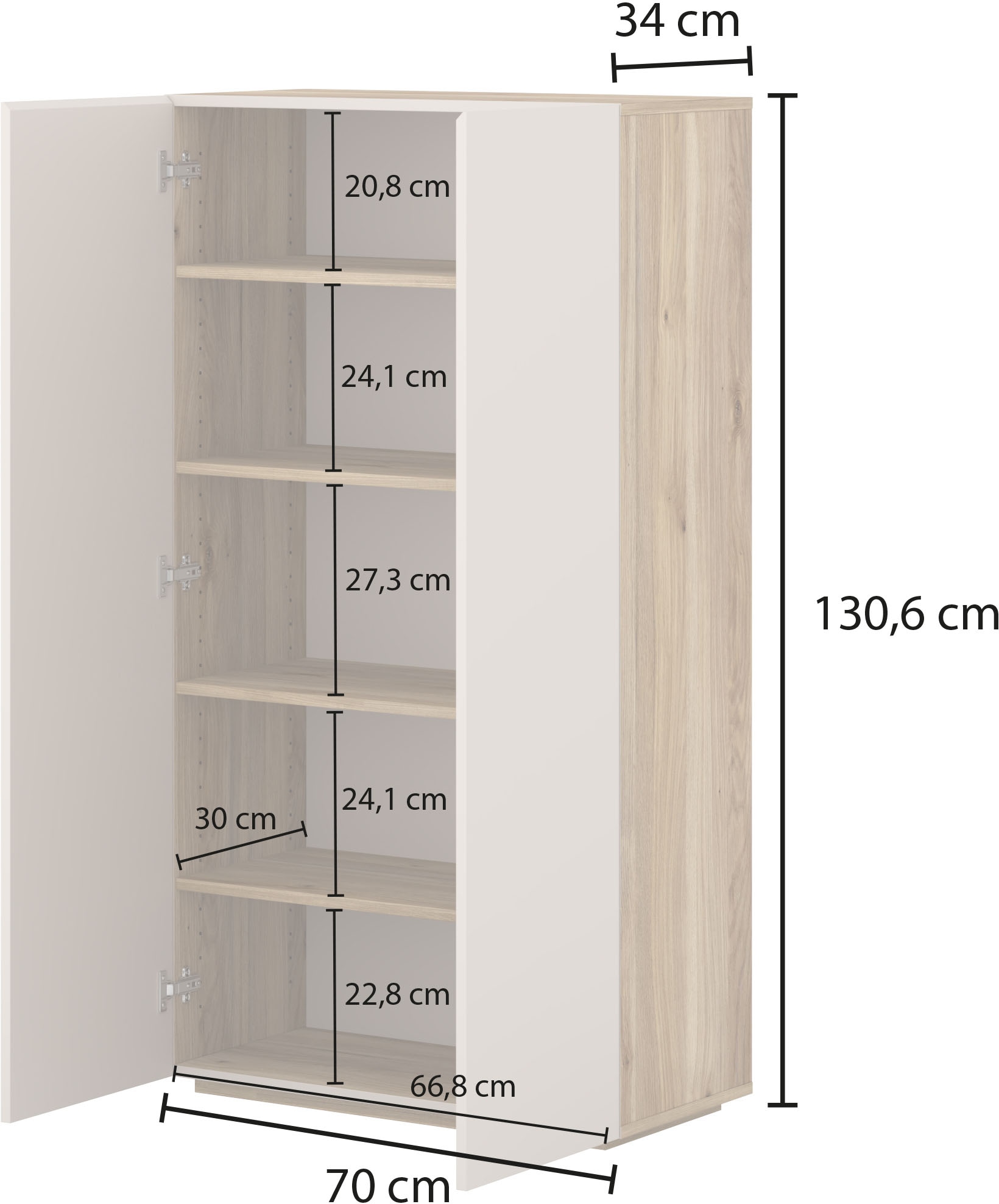 INOSIGN Schuhschrank »Criss moderner Griffloser Stauschrank, Allzweckschrank, Schuhkommode« Mehrzweckschrank, Breite 70 cm, inclusive 4 verstellbare Einlegeböden