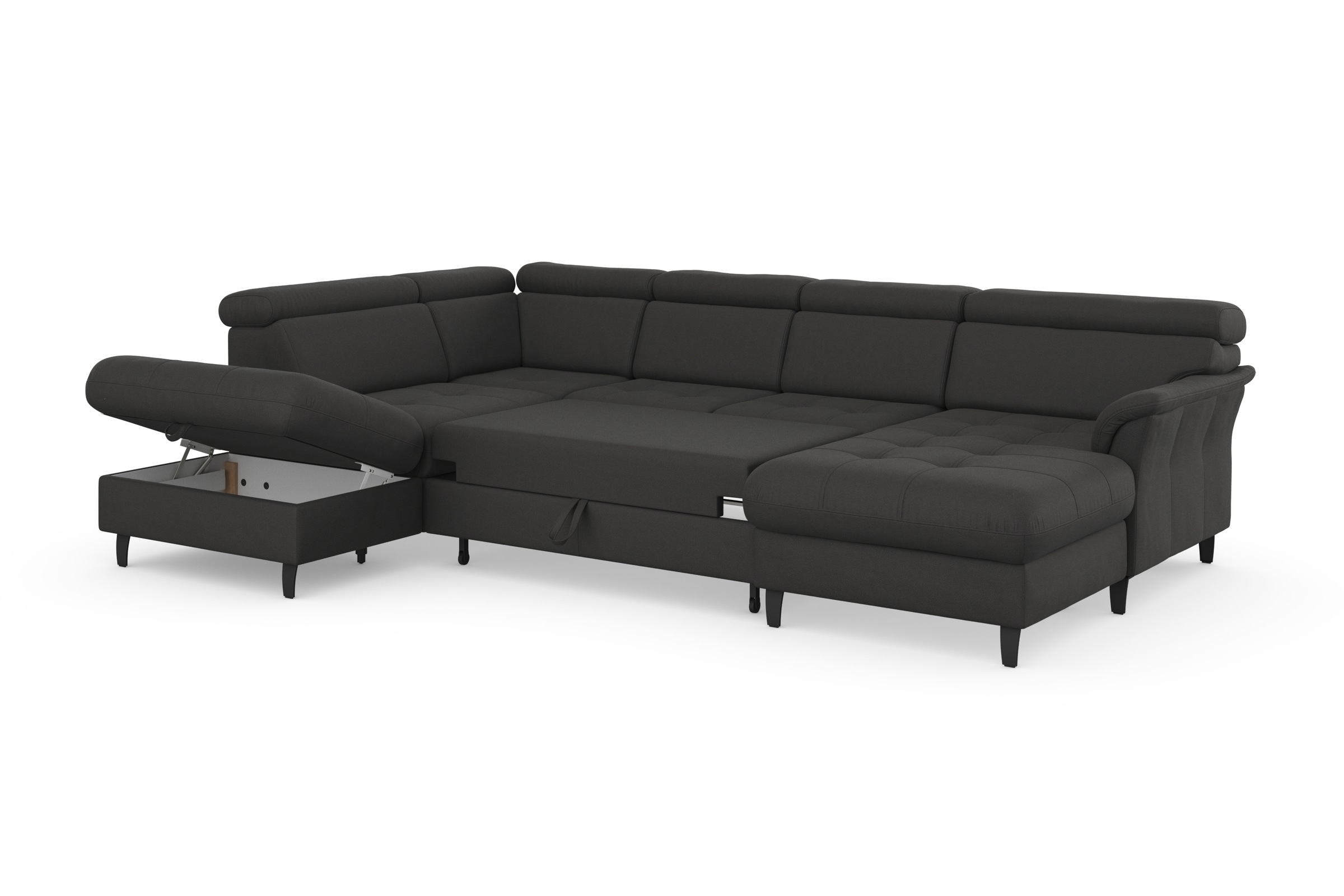 sit&more Wohnlandschaft »Marano U-Form«, inklusive Kopfteilverstellung, wahlweise mit Bettfunktion, Bettkasten
