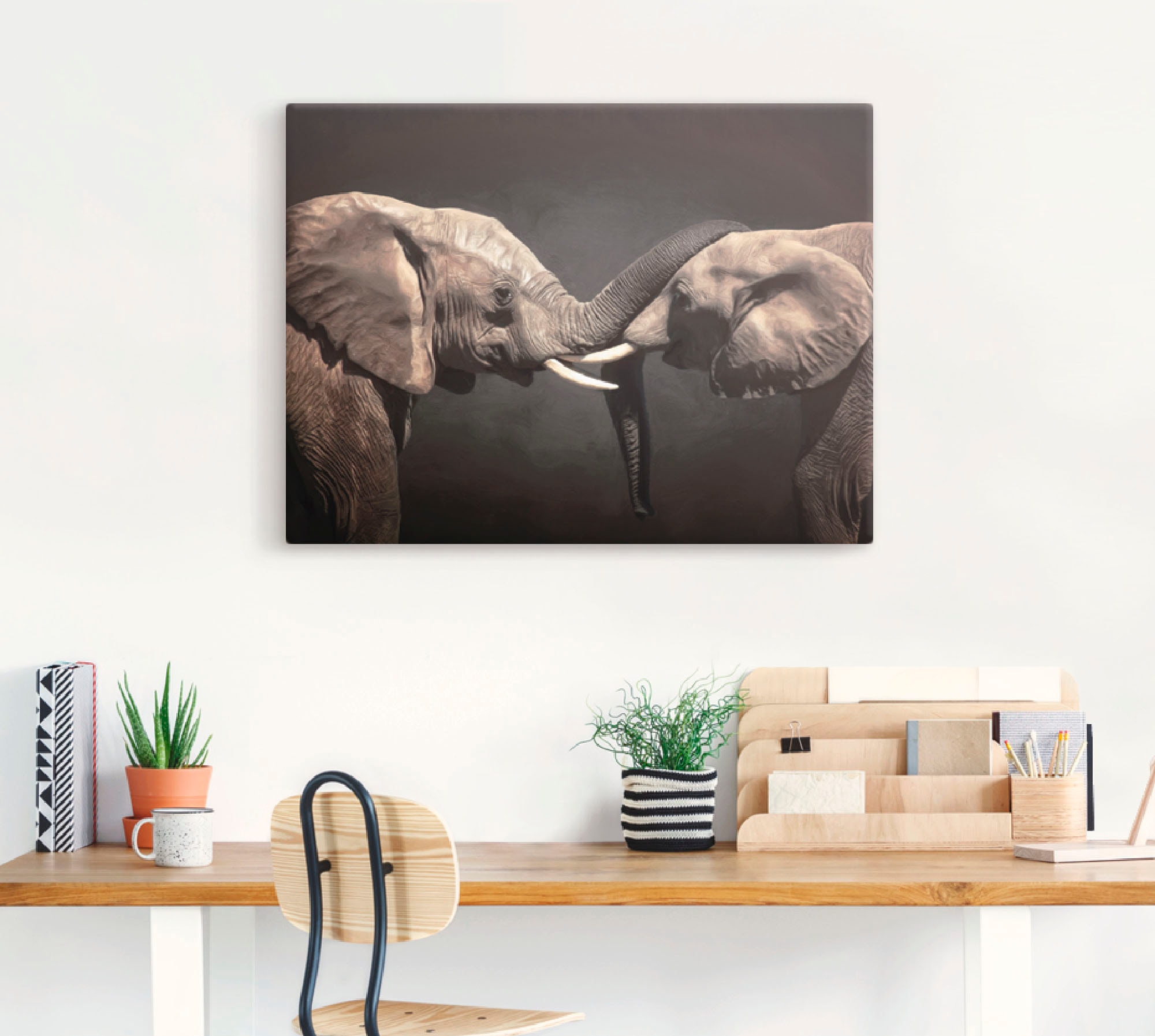 Artland Wandbild »Zwei Elefanten«, Wildtiere, (1 St.), als Leinwandbild, Poster, Wandaufkleber in verschied. Größen