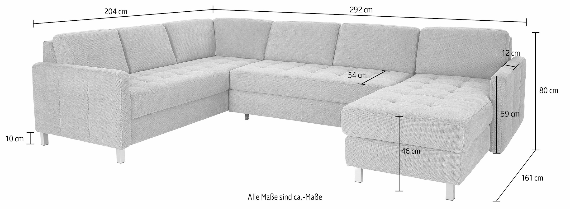 sit&more Wohnlandschaft Pablo U-Form, wahlweise mit Bettfunktion und Bettkasten