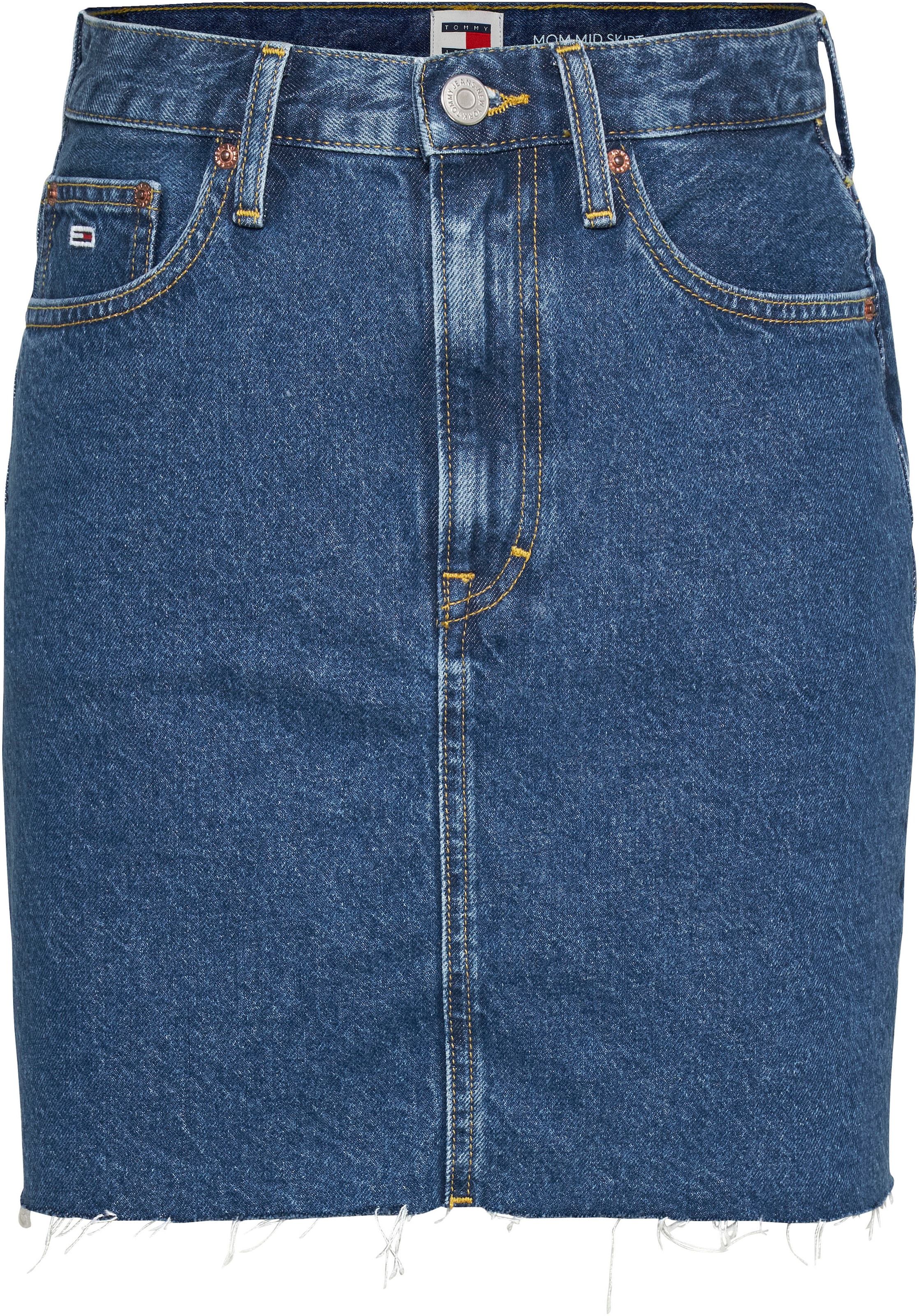 Tommy Jeans Jeansrock »MOM UH SKIRT AH4035« Webrock mit Logostickerei