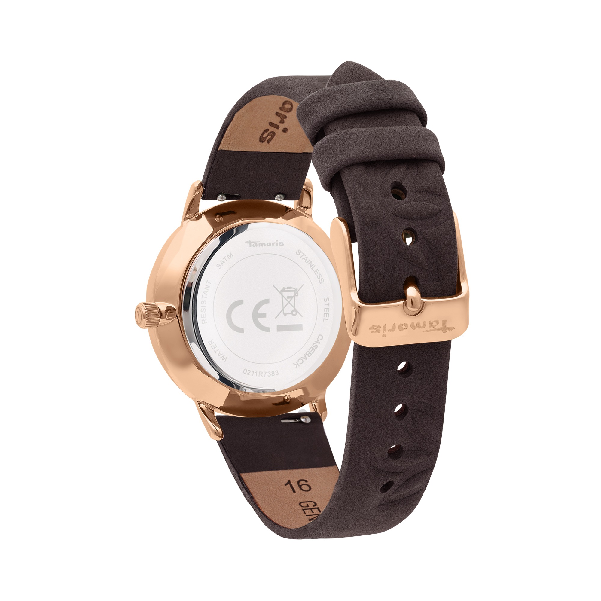 Tamaris Quarzuhr Armbanduhr, Damenuhr, Lederarmband, analog
