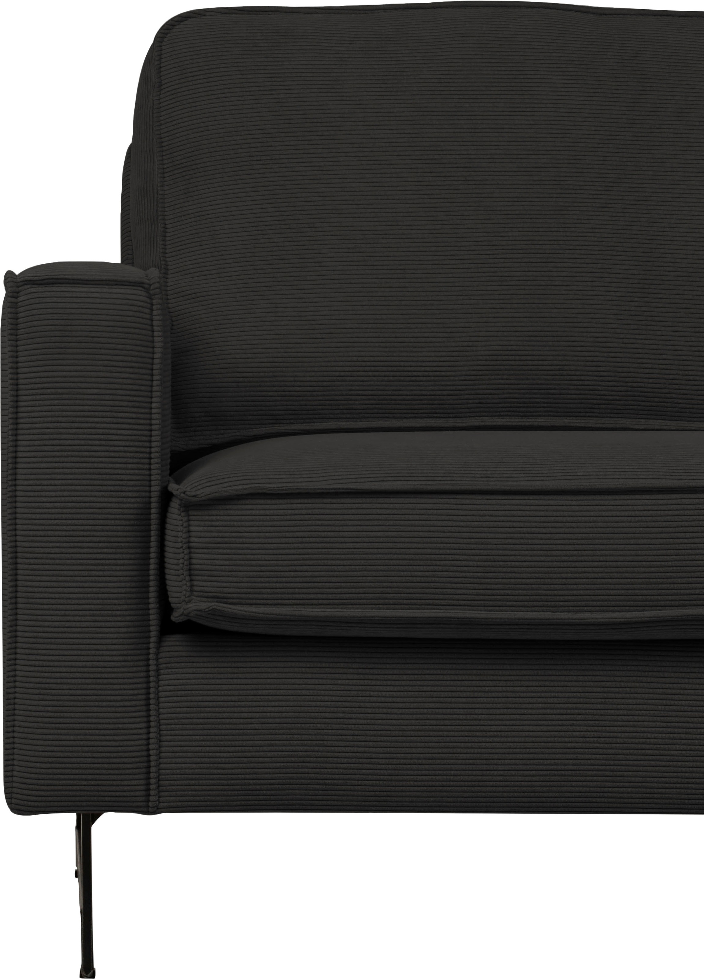 Places of Style Ecksofa »Pinto, 290 cm, Cord, Chenille, Lederoptik, Ottomane links / rechts«, mit Keder, schwarze Metallfüße, Wellenunterfederung