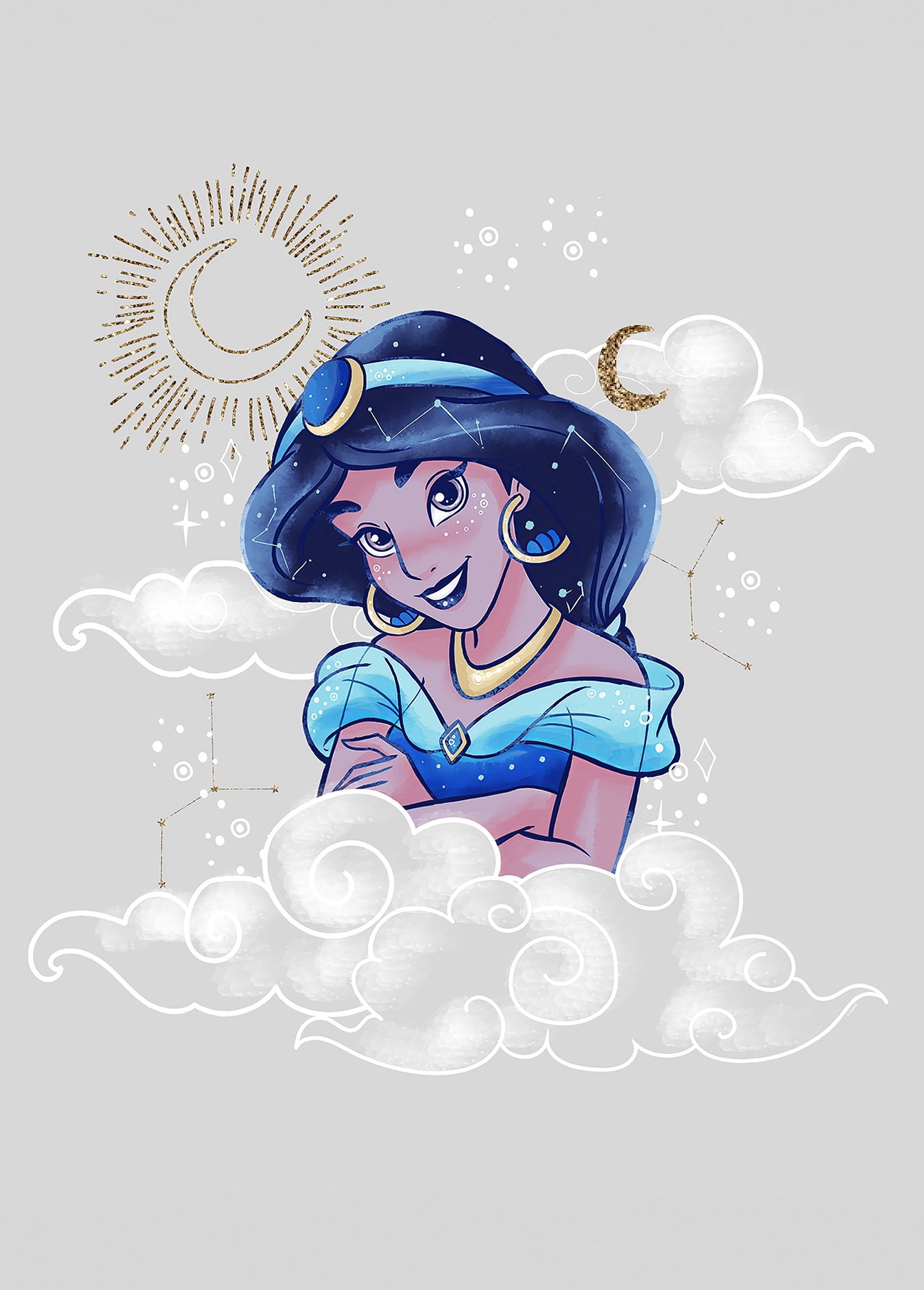 Komar Bild »Jasmin Clouds«, Disney, (1 St.), Wandbild zur Dekoration im Kinderzimmer - ohne Rahmen