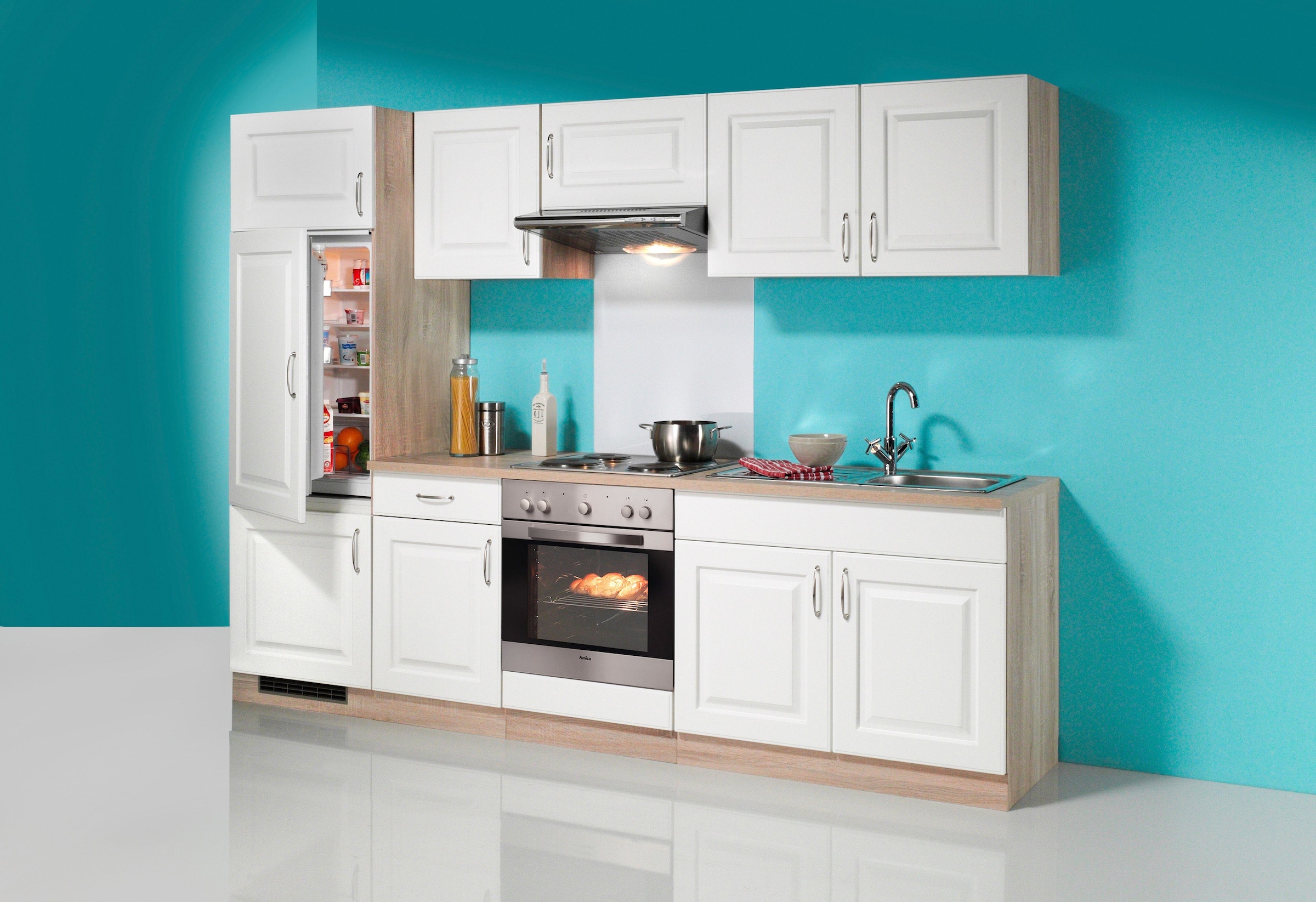 wiho Küchen Küchenzeile »Tilda«, mit E-Geräten, mit Glaskeramik-Kochfeld, Breite 270 cm
