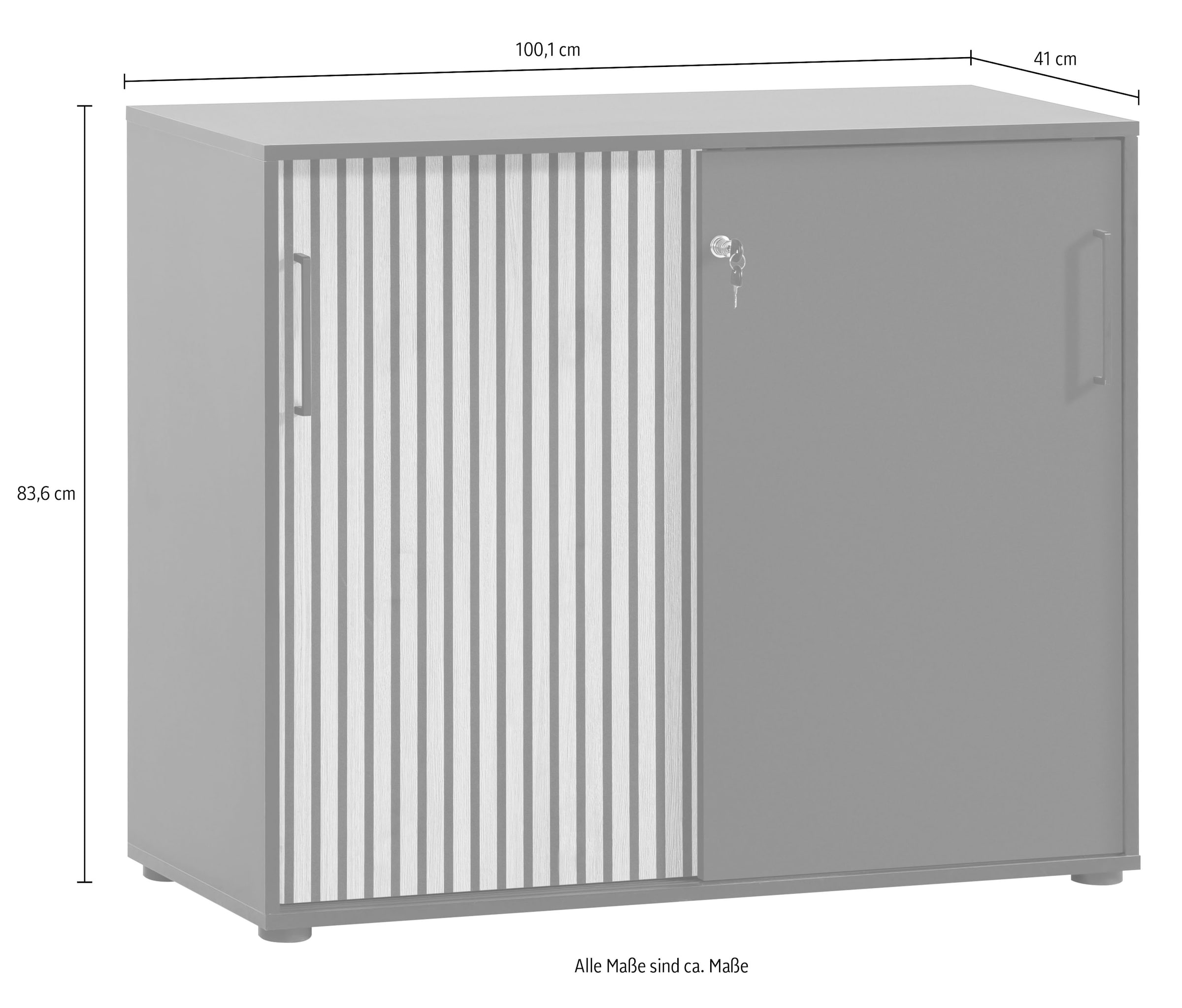 Schildmeyer Schiebetürenschrank »Hank, MADE IN GERMANY, Breite 100 cm«, Tür mit Akustikprint, abschließbar, Metallbeschläge