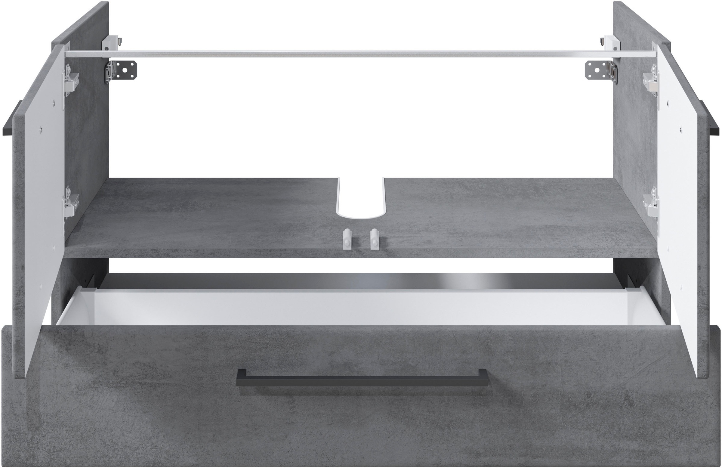 Saphir Badmöbel-Set »Quickset 945 3-teilig, Keramik-Waschtisch mit LED-Spiegelschrank«, (4 St.), Unterschrank, 6 Türen, 3 Schubladen, 8 Einlegeböden, inkl. Türdämpfer