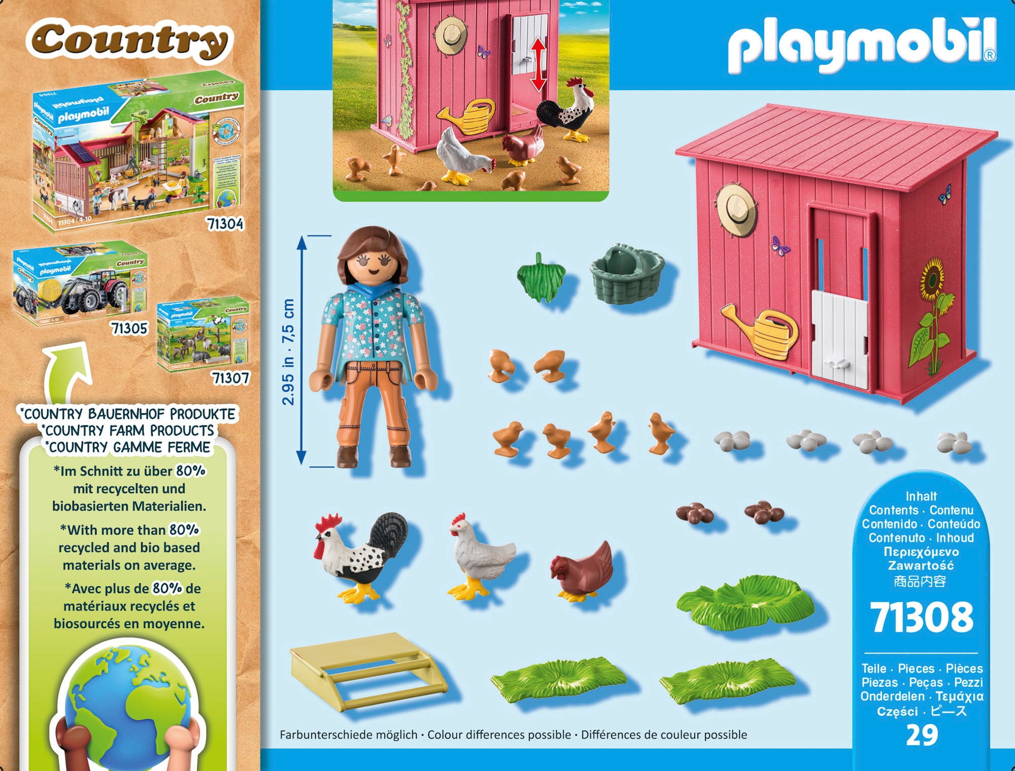 Playmobil® Konstruktions-Spielset »Hühner mit Küken (71308), Country«, (29 St.), teilweise aus recyceltem Material; Made in Germany