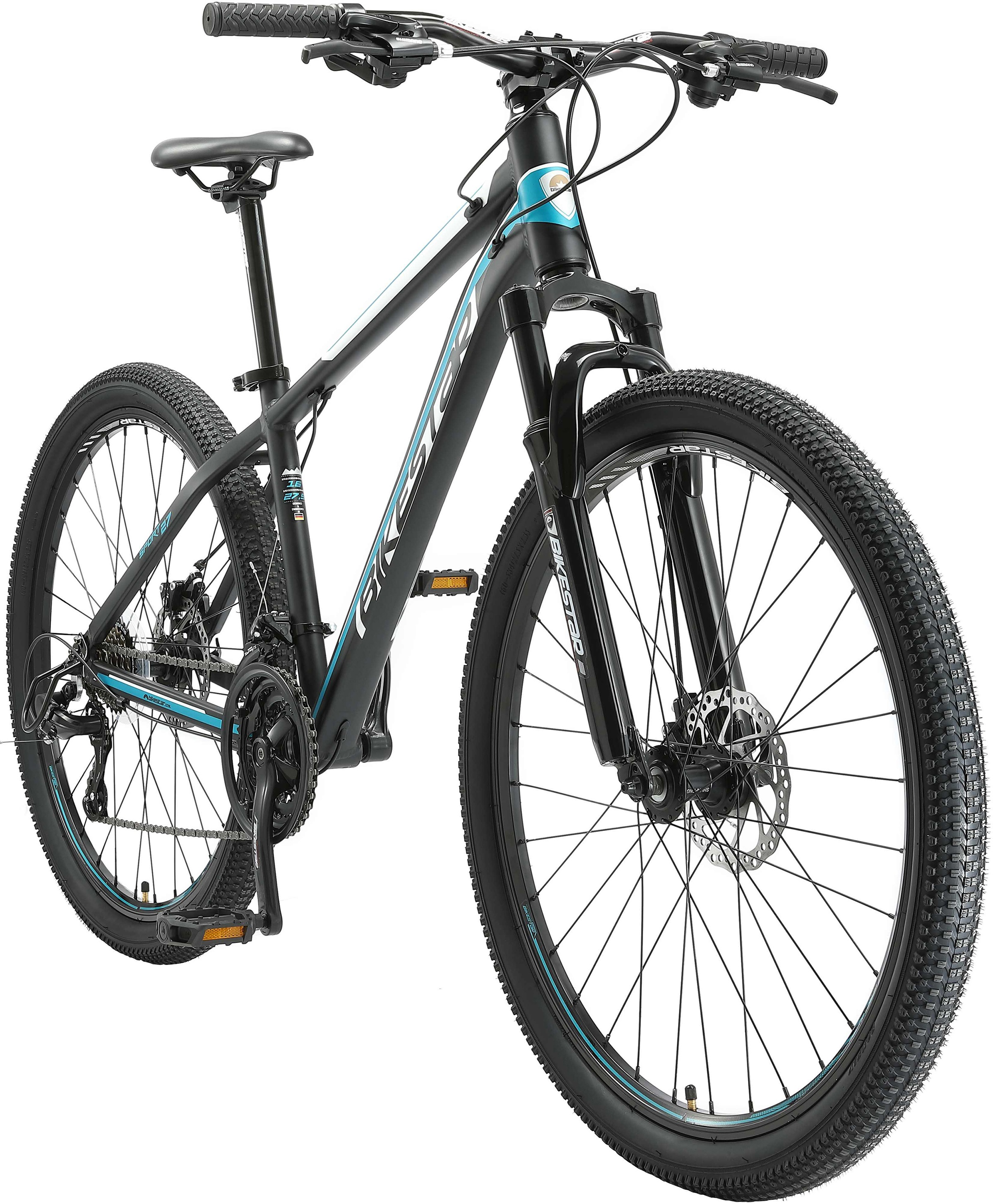 Bikestar Mountainbike, 21 Gang, Shimano, RD-TY300 Schaltwerk, Kettenschaltung, für Damen und Herren, Kettenschaltung