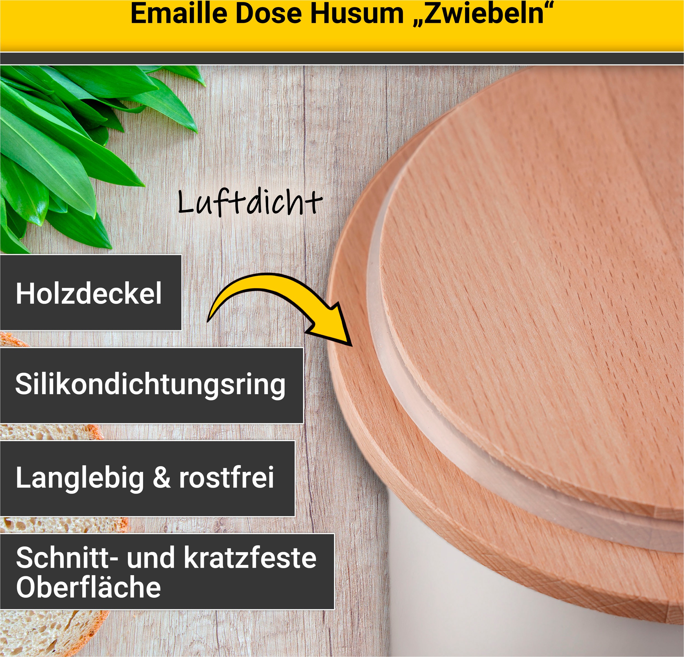 Krüger Vorratsdose »Emaille Vorratsdose Husum für Zwiebeln mit Holzdeckel, günstig online kaufen