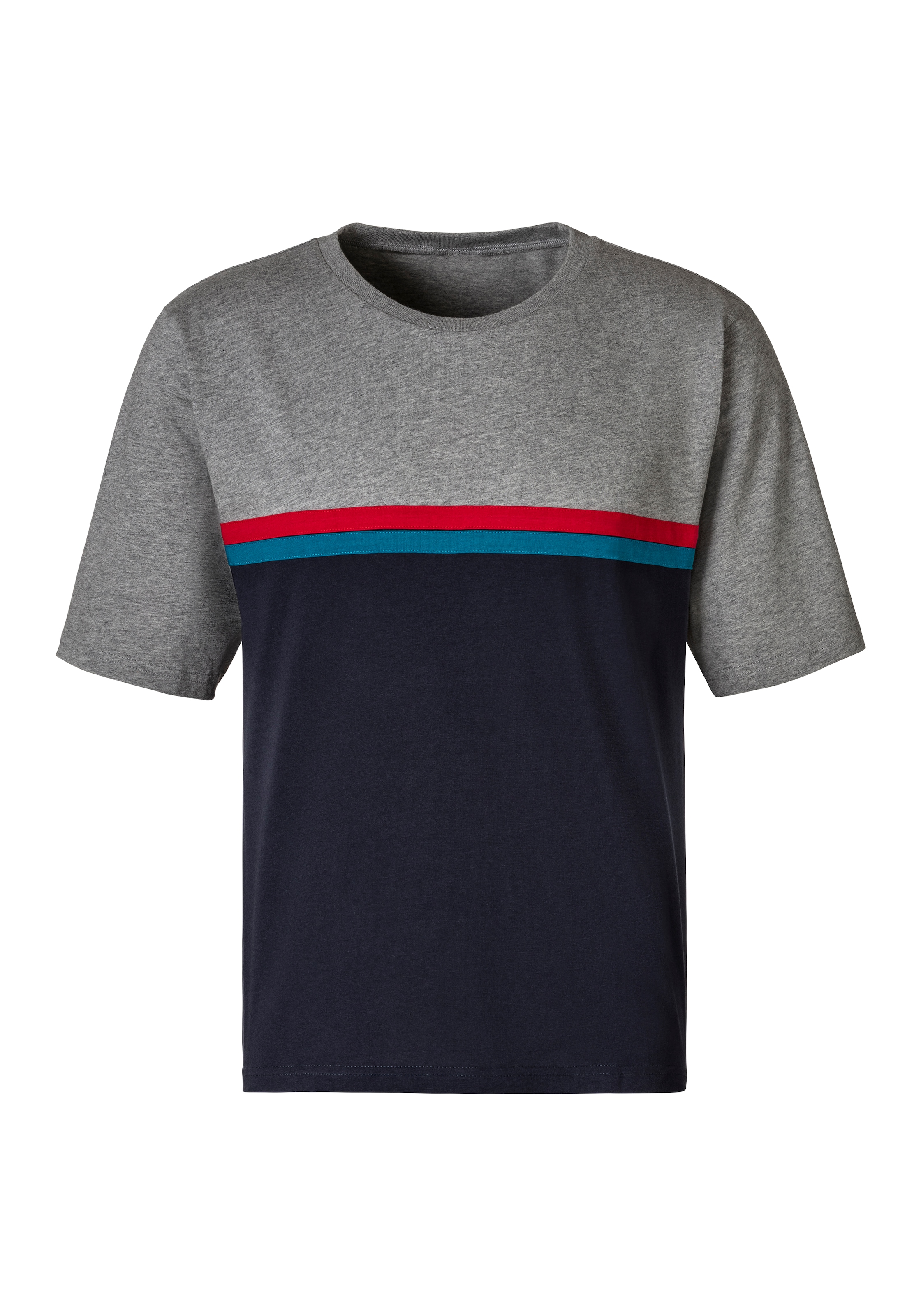 le jogger® Pyjama, (2 tlg., 1 Stück), Schlafanzug mit Colorblock