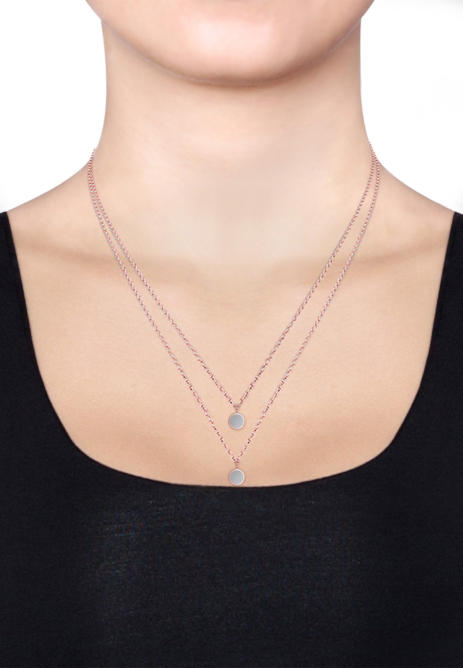 Elli Gliederkette »Layer Kreis Geo Emaille 925er Sterling Silber«