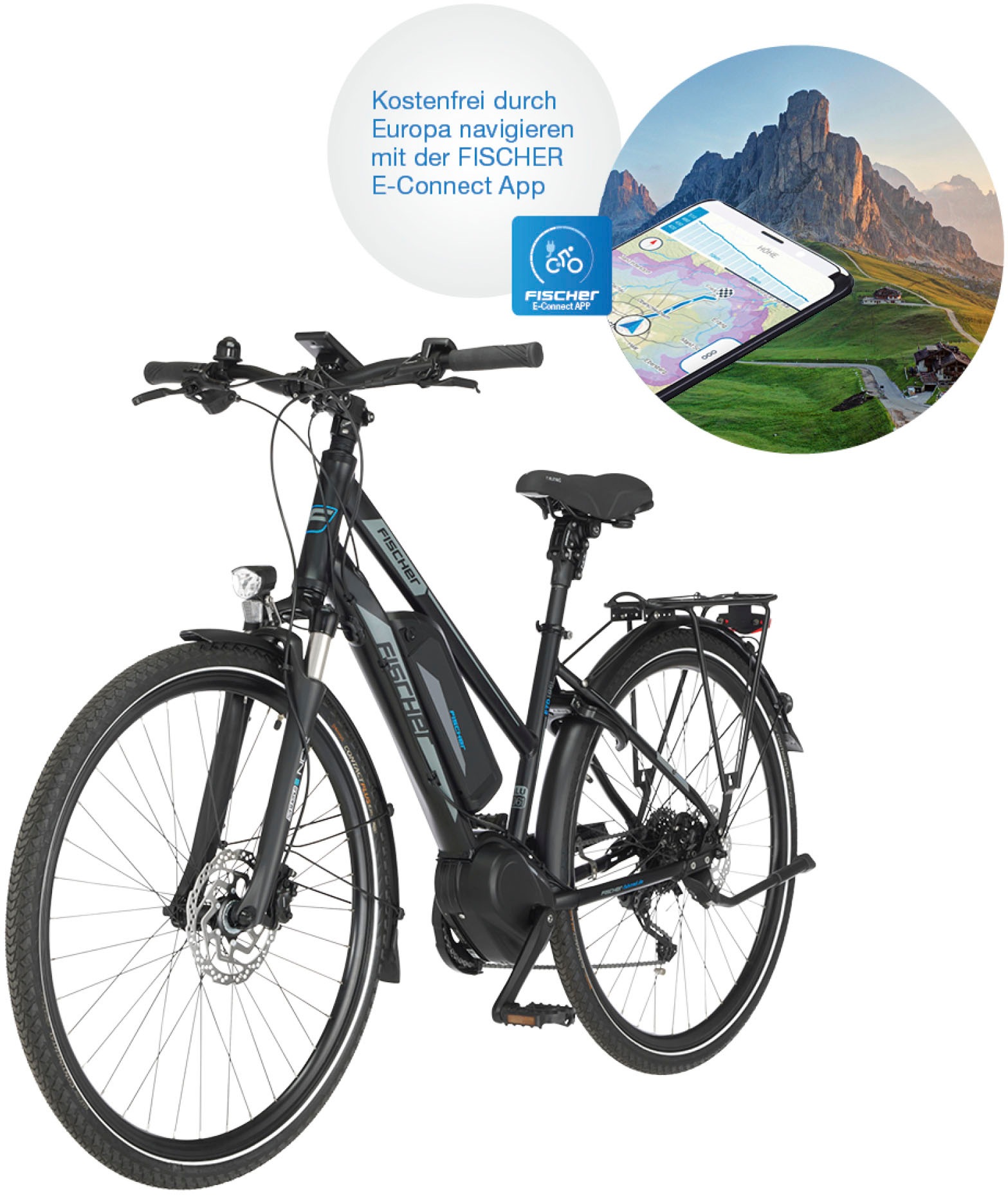 FISCHER Fahrrad E-Bike »VIATOR ETD 1861«, 10 Gang, Shimano, Deore, Mittelmotor 250 W, (mit Faltschloss), Pedelec, Elektrofahrrad für Damen u. Herren