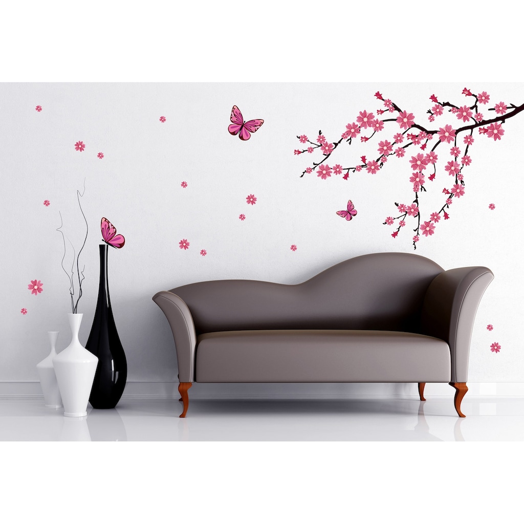 Wall-Art Wandtattoo »Kirschblüten mit Schmetterlingen«