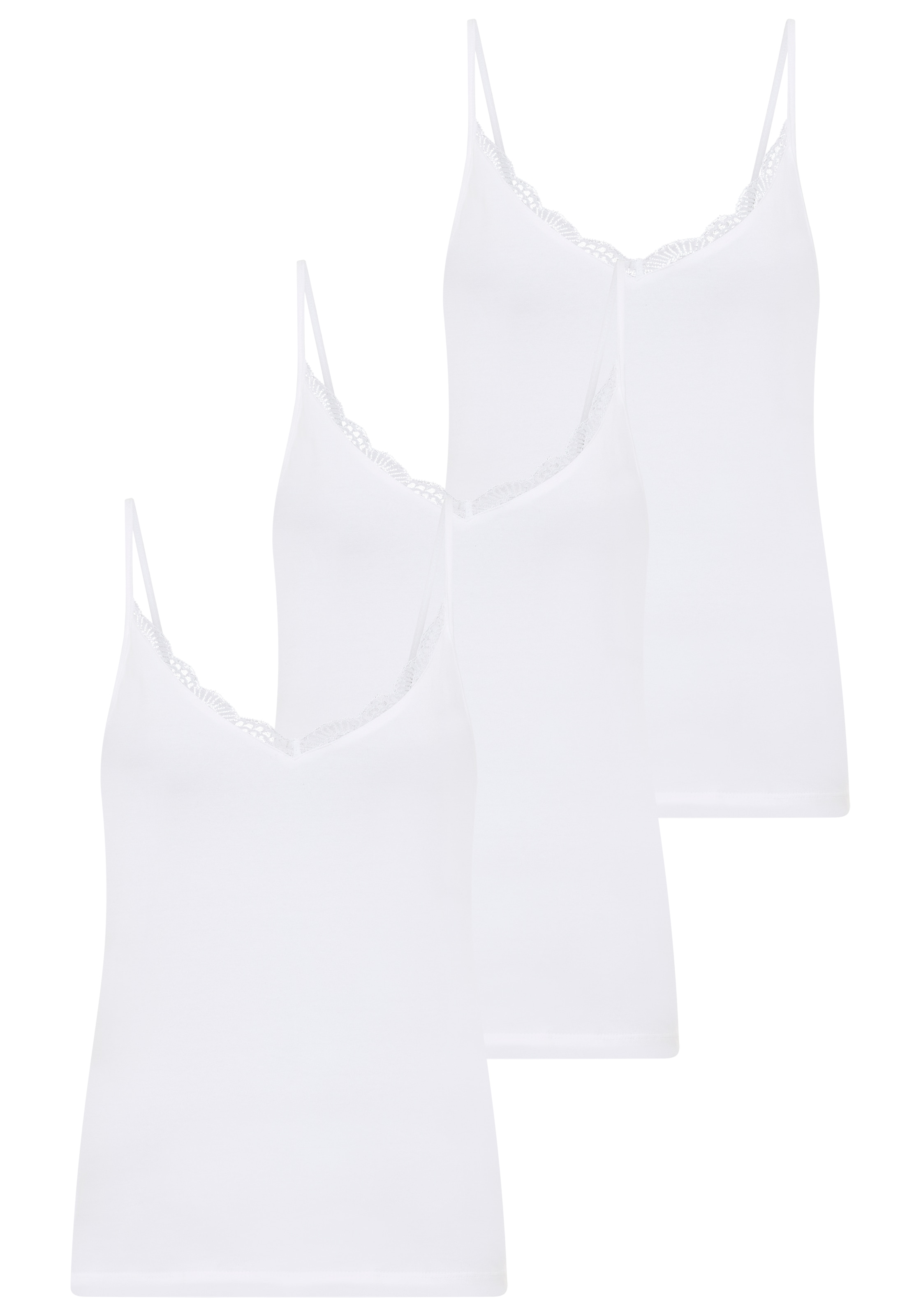 YSABEL MORA Unterhemd »BASIC COLLECTION COTTON WITH LACE« 3er Pack,  das perfekte Basic-Top für jeden Tag