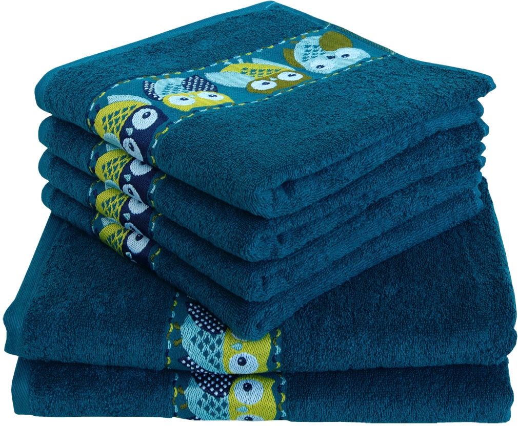 Dyckhoff Handtuch Set »Eulen« 6 Stk. Frottier 4 Handtücher (50 x 100 cm); 2 günstig online kaufen