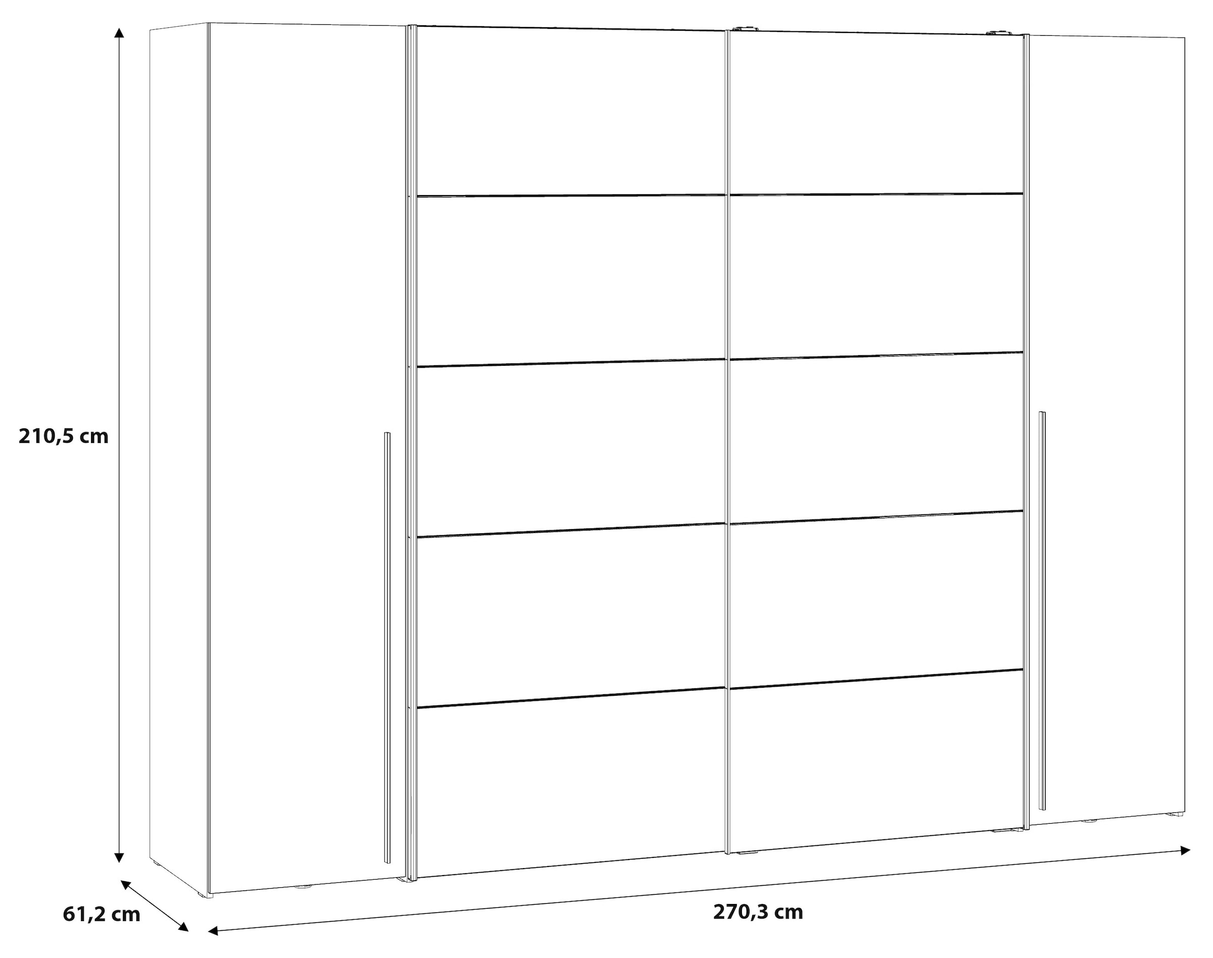 FORTE Dreh-/Schwebetürenschrank »Narago, TOPSELLER zum TOP Preis! In verschiedenen Farben«, (Farbe Weiß auch mit Spiegeln erhältlich), mit zahlreichen Einlegeböden, viel Stauraum, Made in Europe