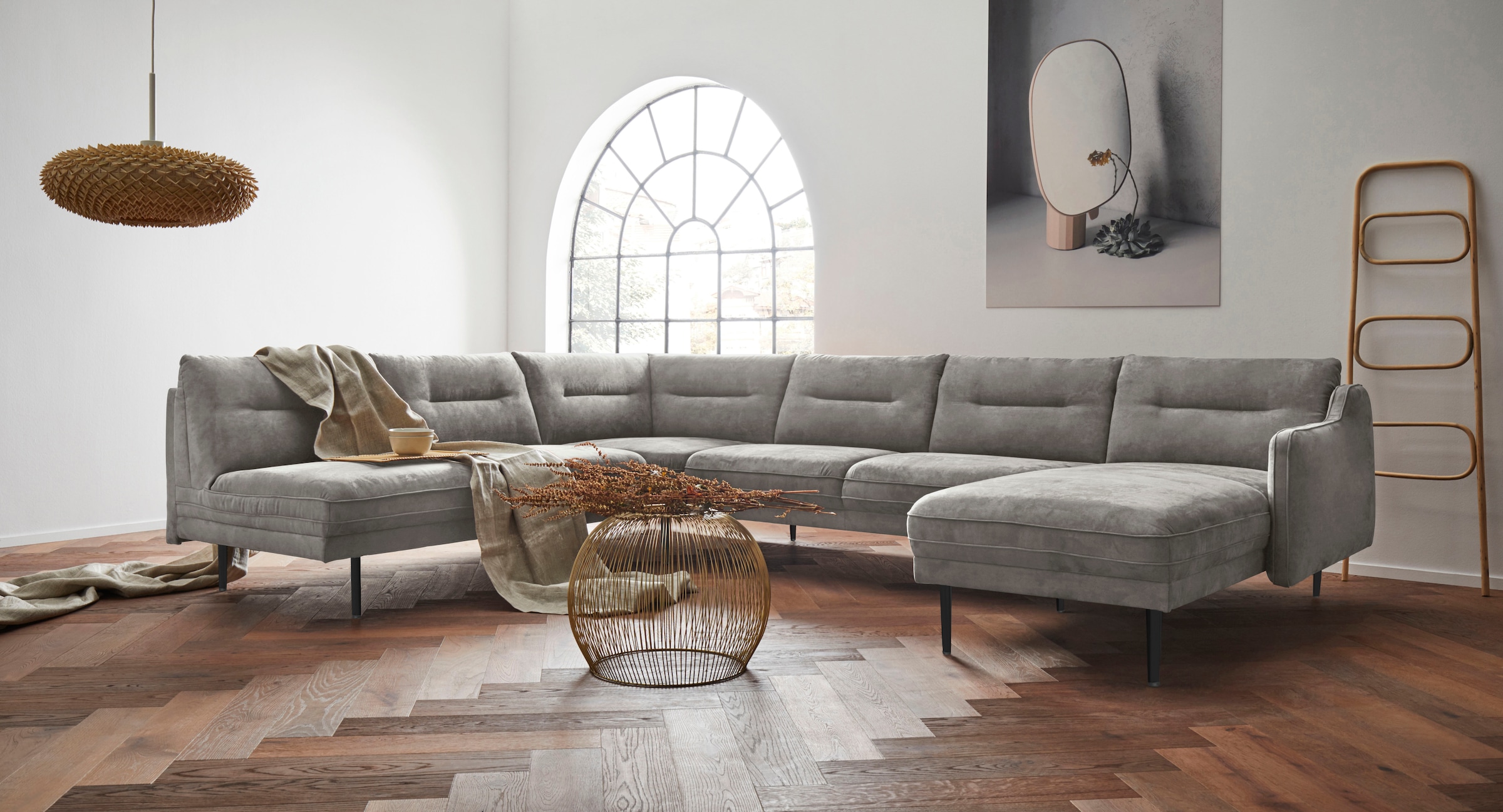 Home affaire Wohnlandschaft »Nordfyn U-Form« edles Design in 3 Bezugsqualit günstig online kaufen