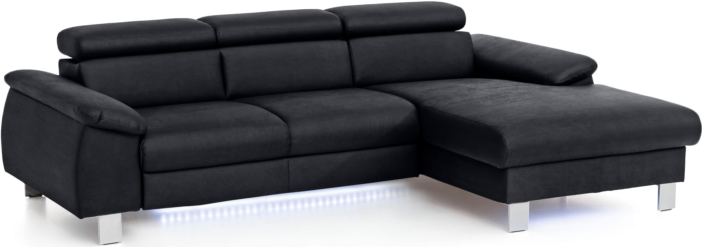 COTTA Ecksofa Komaris, Ecksofa, wahlweise mit RGB-LED-Beleuchtung und Bettfunktion/Bettkasten