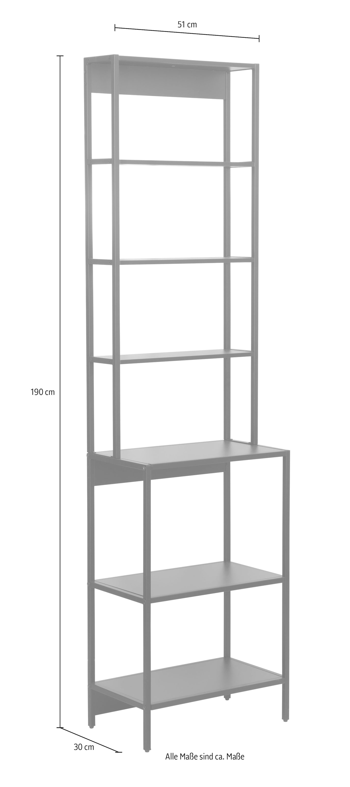 INOSIGN Badregal »Lodi«, (1 St.), Kompakter, offener Badschrank mit 6 Fächern - (B/T/H) 51/30/190 cm